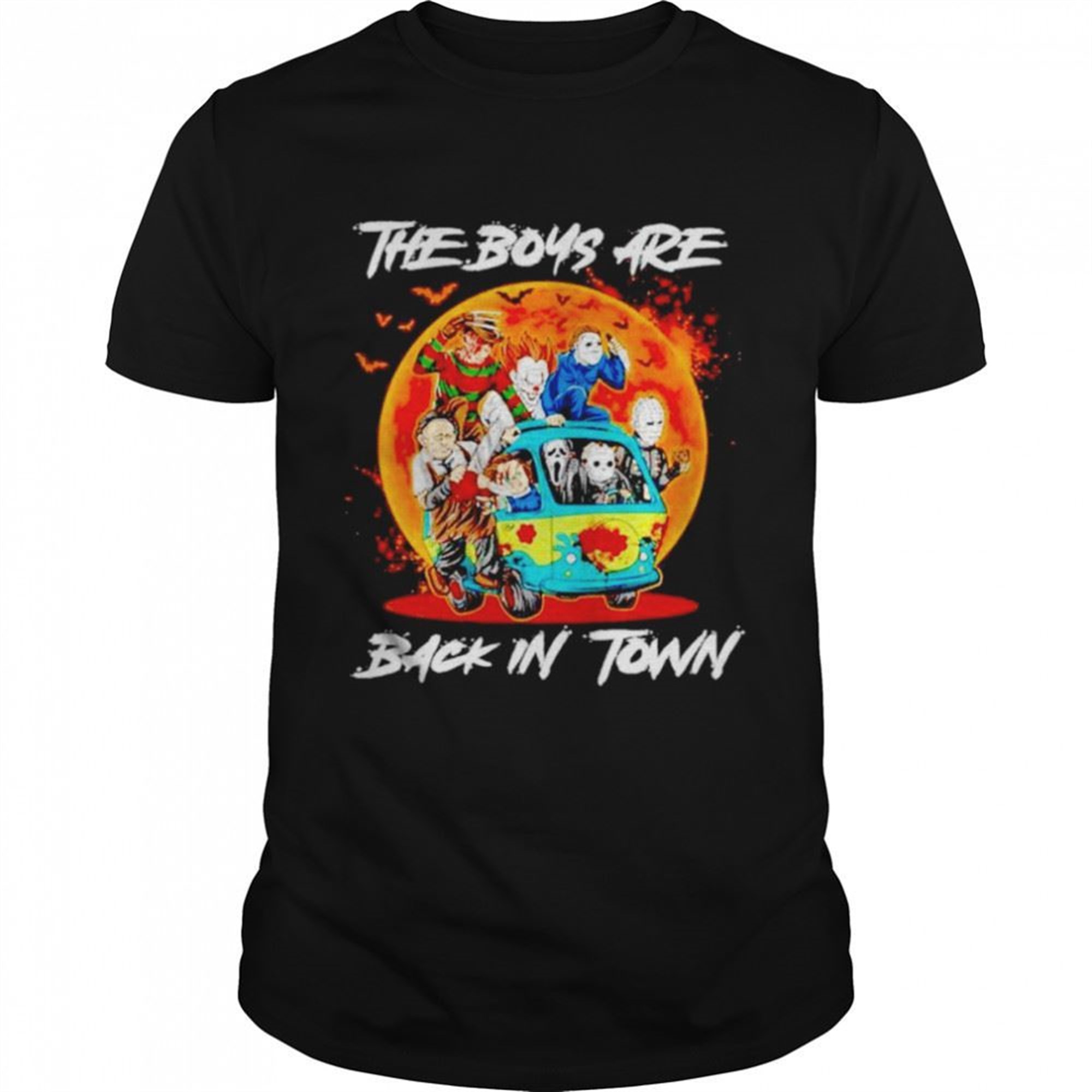 The Boys Are Back In Town Halloween Character In Car Shirt