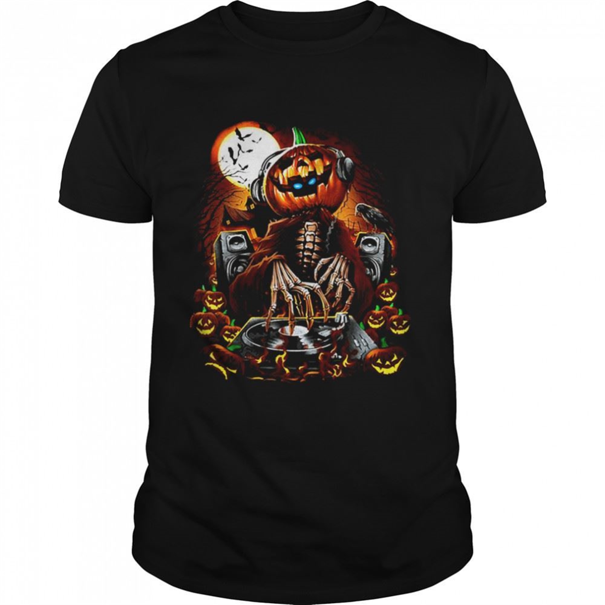 The Dead Dj Funny Halloween Pumpkin Head Shirt