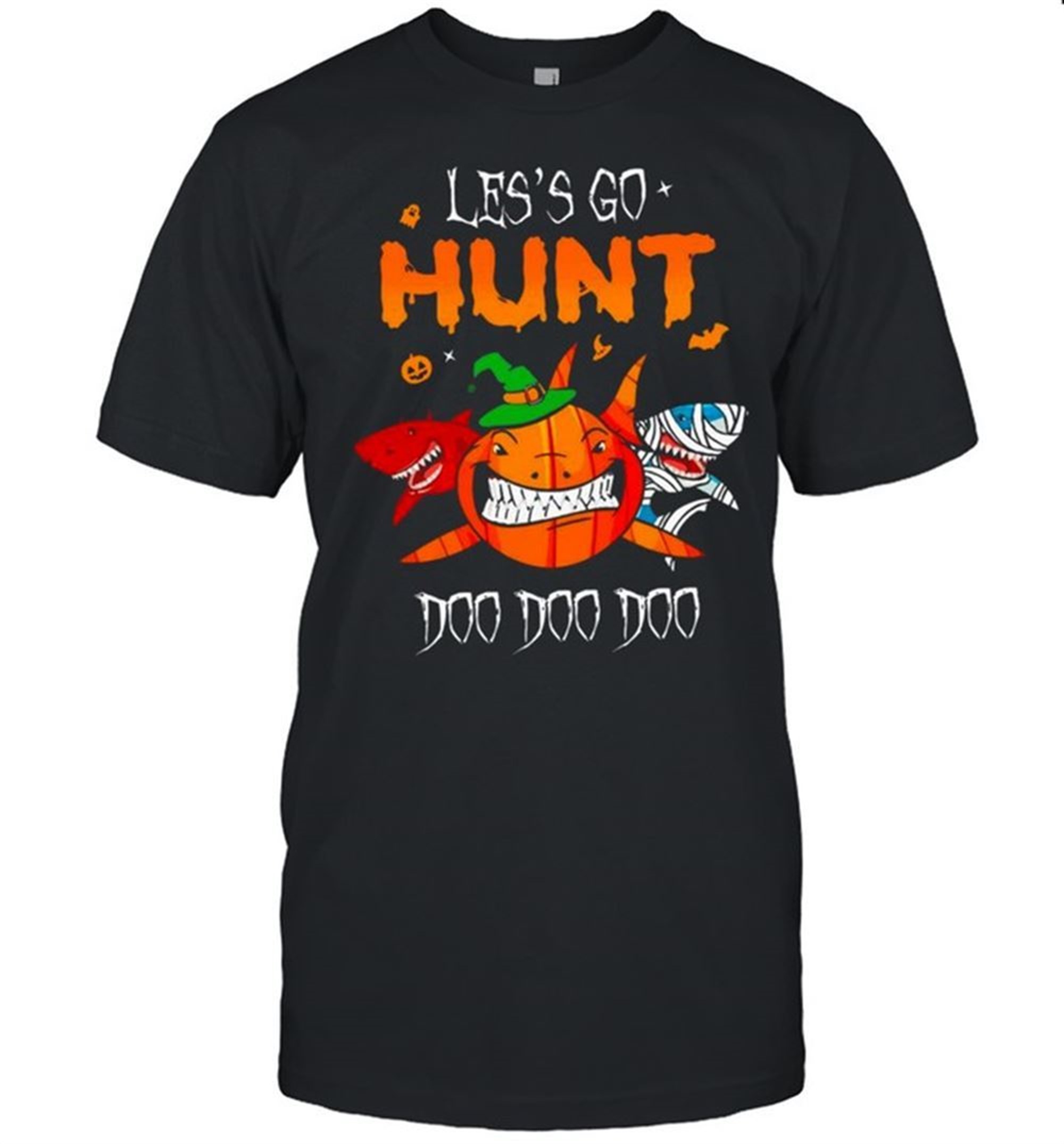 The Halloween Shark Witch Boo Pumpkin Lets Go Hunt Doo Doo Doo Shirt
