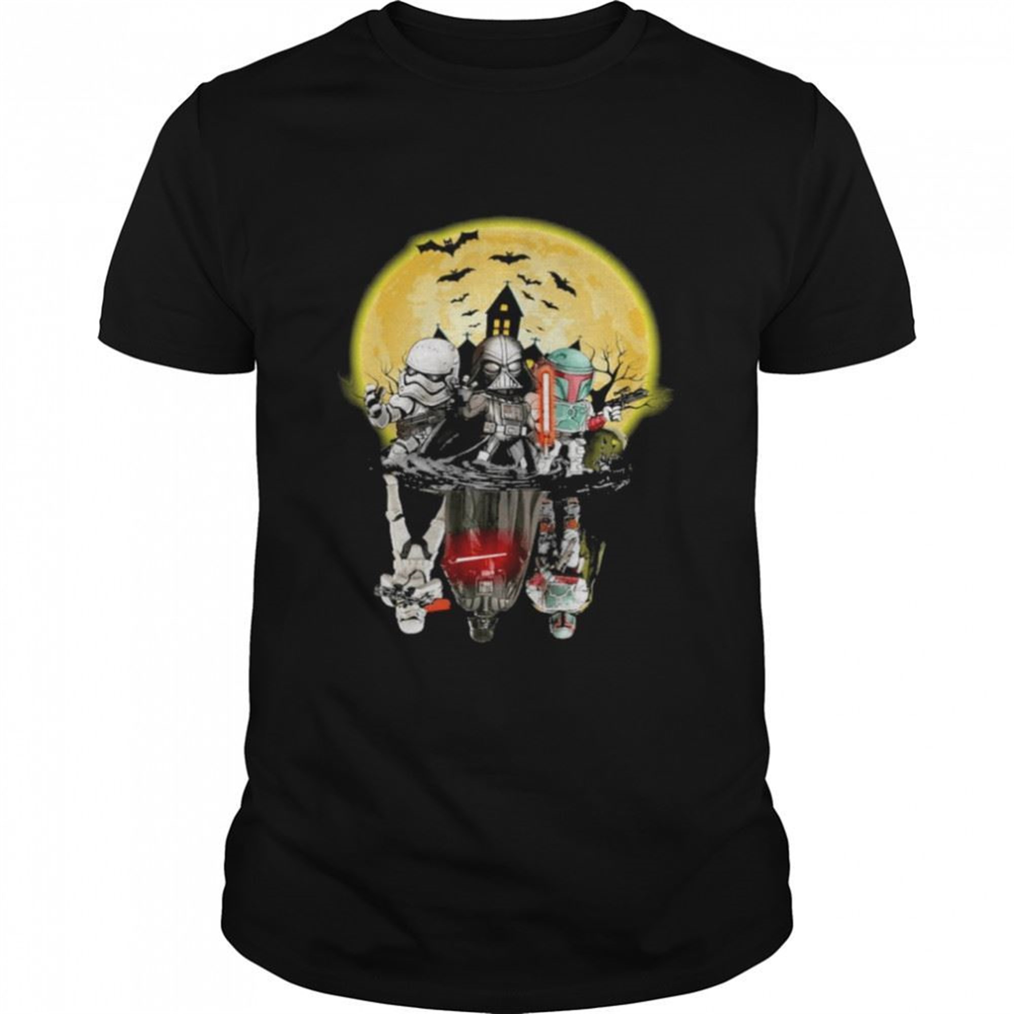 The Mandalorian Darth Vader And Stormtroopers Water Reflection Halloween Moon Shirt