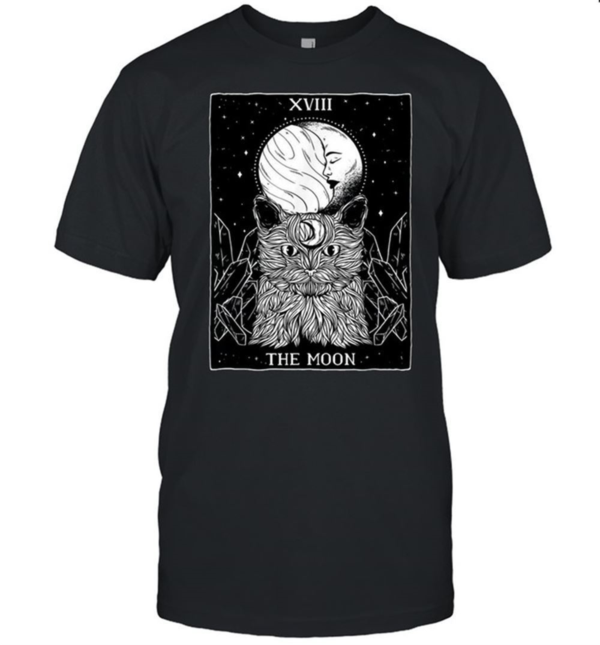 The Moon And Cat Tarot Card Occult Goth Halloween Witchy Shirt