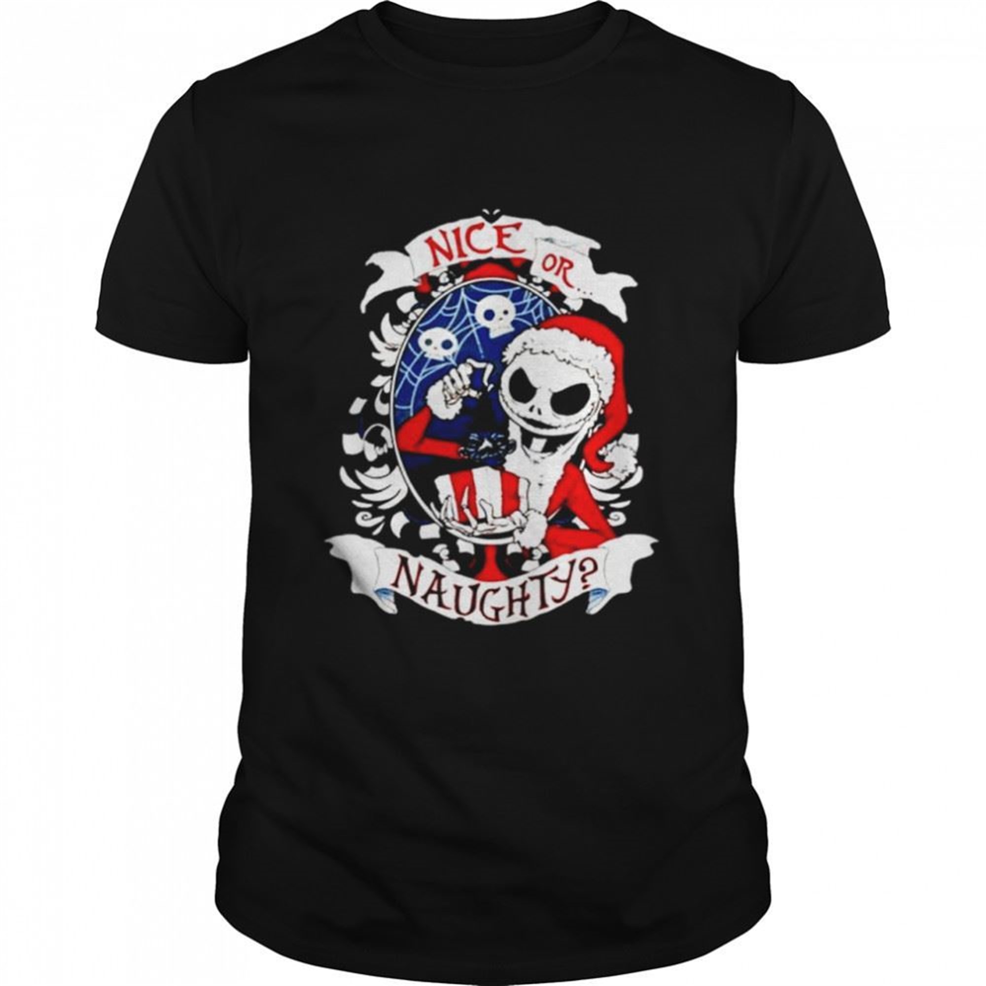 The Nightmare Before Christmas Jack Skellington Santa Claus Nice Or Naughty Halloween Shirt