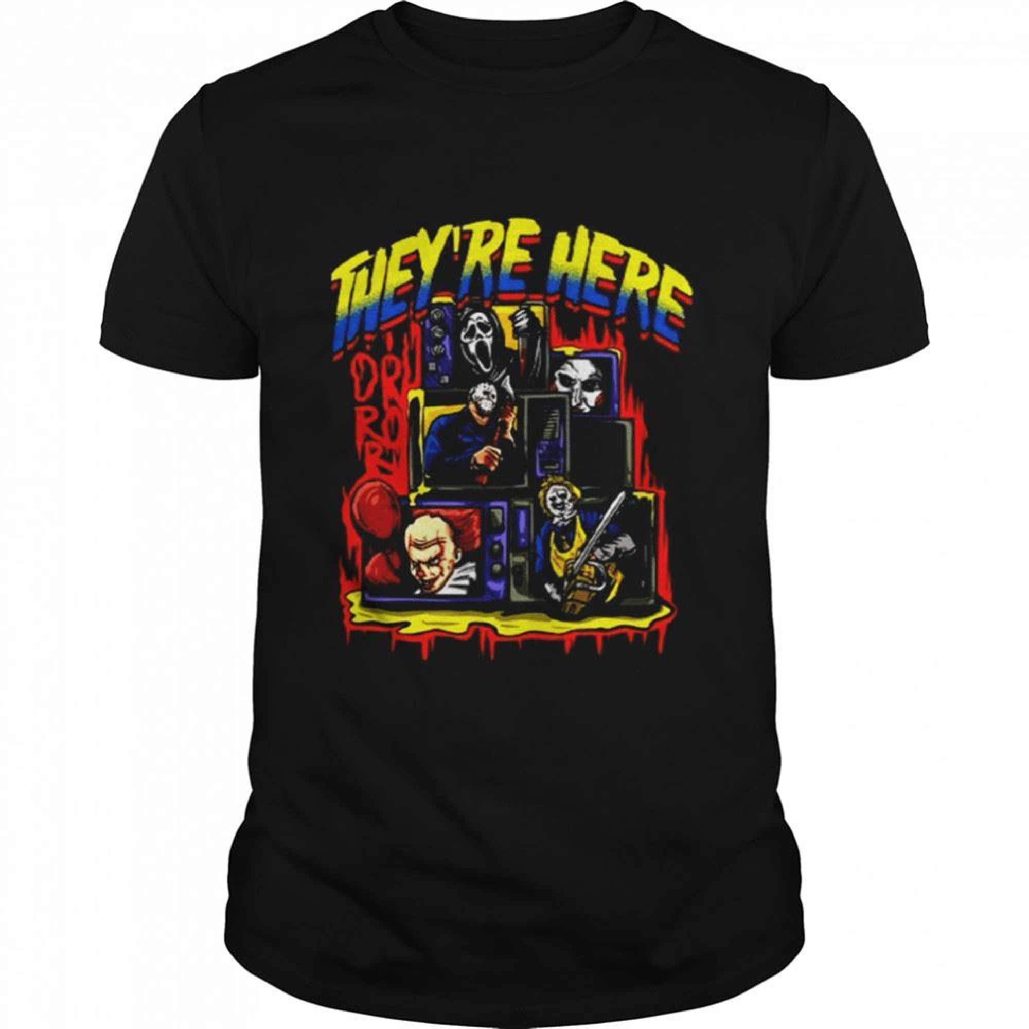 Theyre Here Halloween Michael Myers Art Draw Horror Movie Shirt