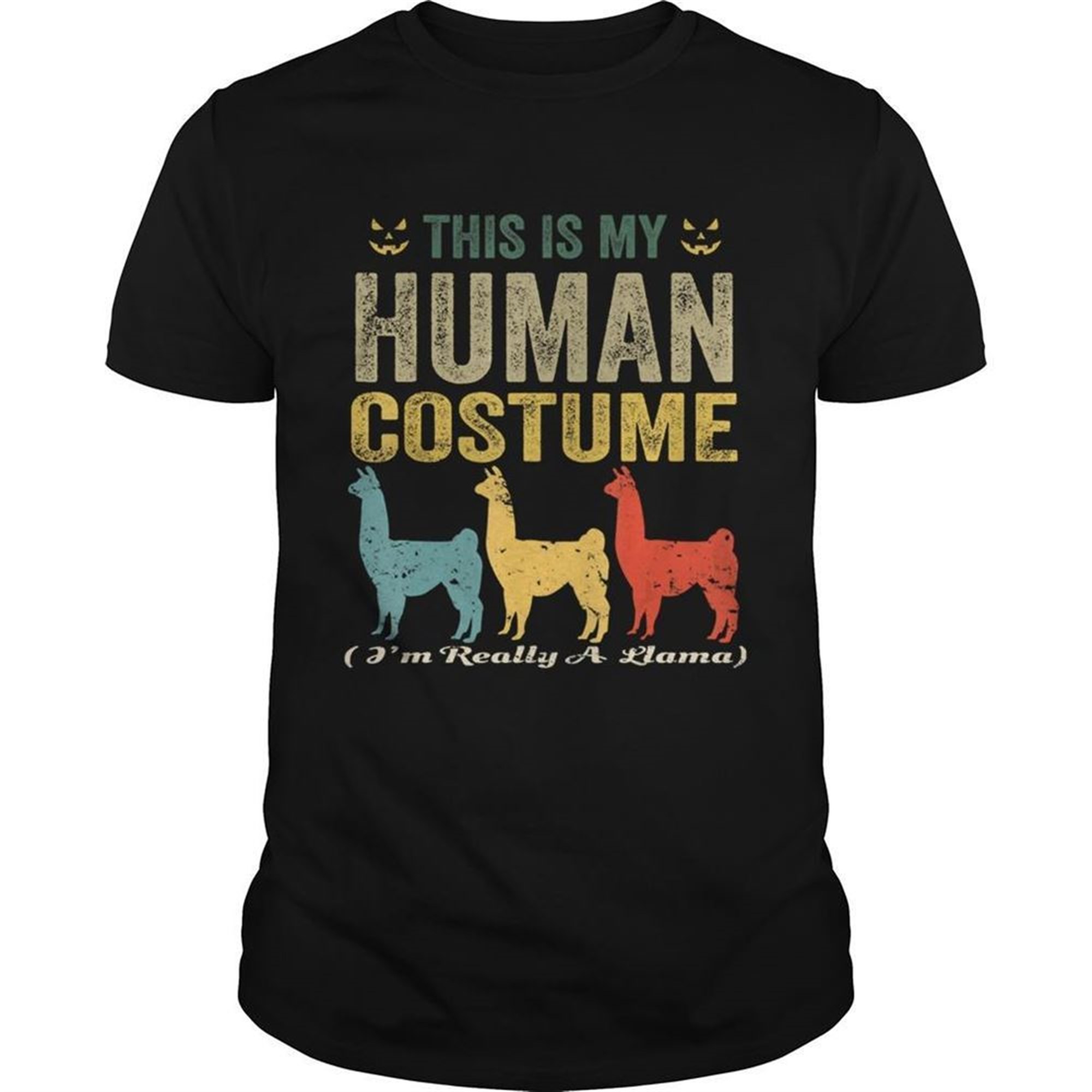 This Is My Human Costume Im Really A Llama Funny Halloween Tshirt