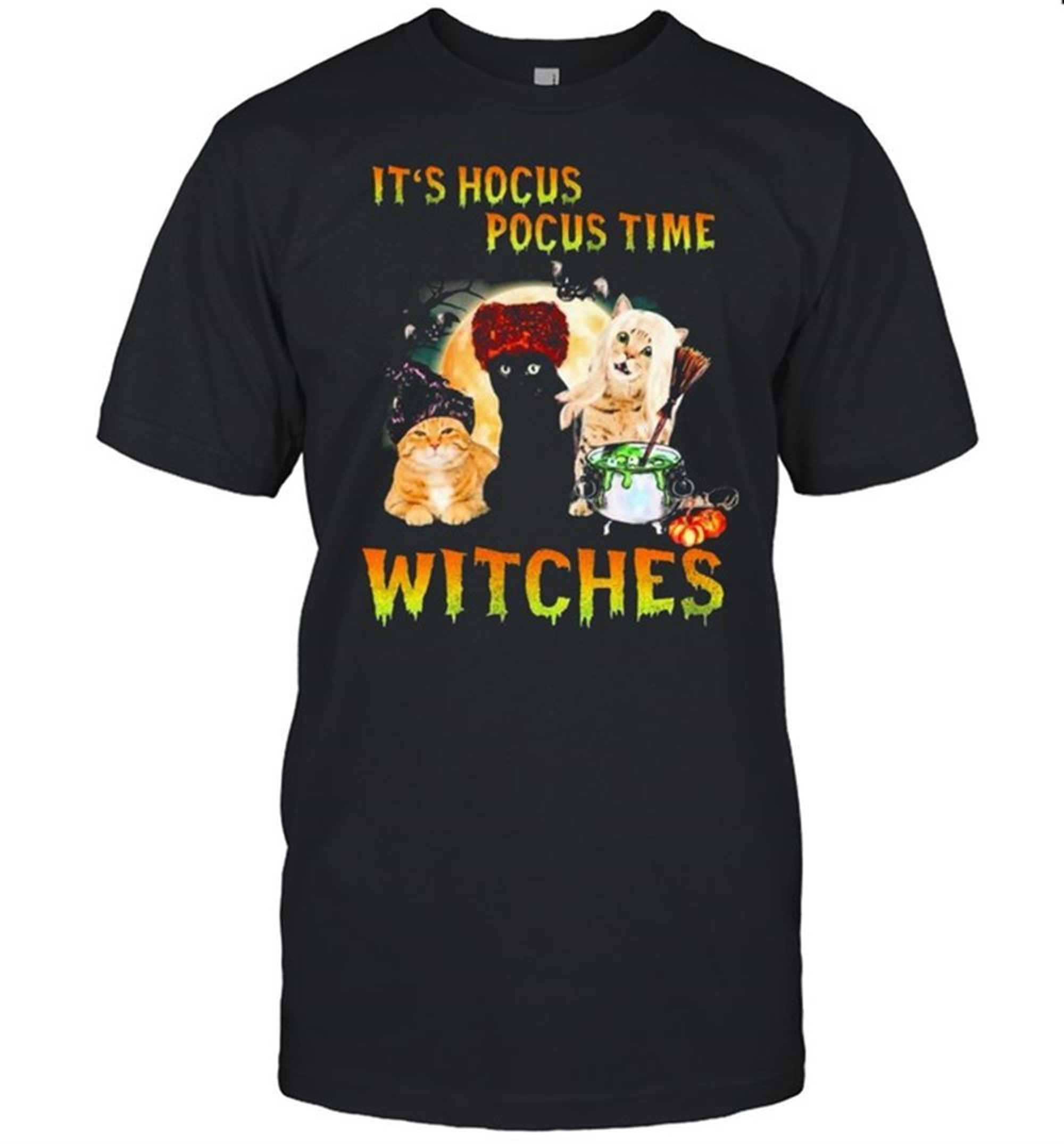 Three Cats Its Hocus Pocus Time Witches Halloween Shirt