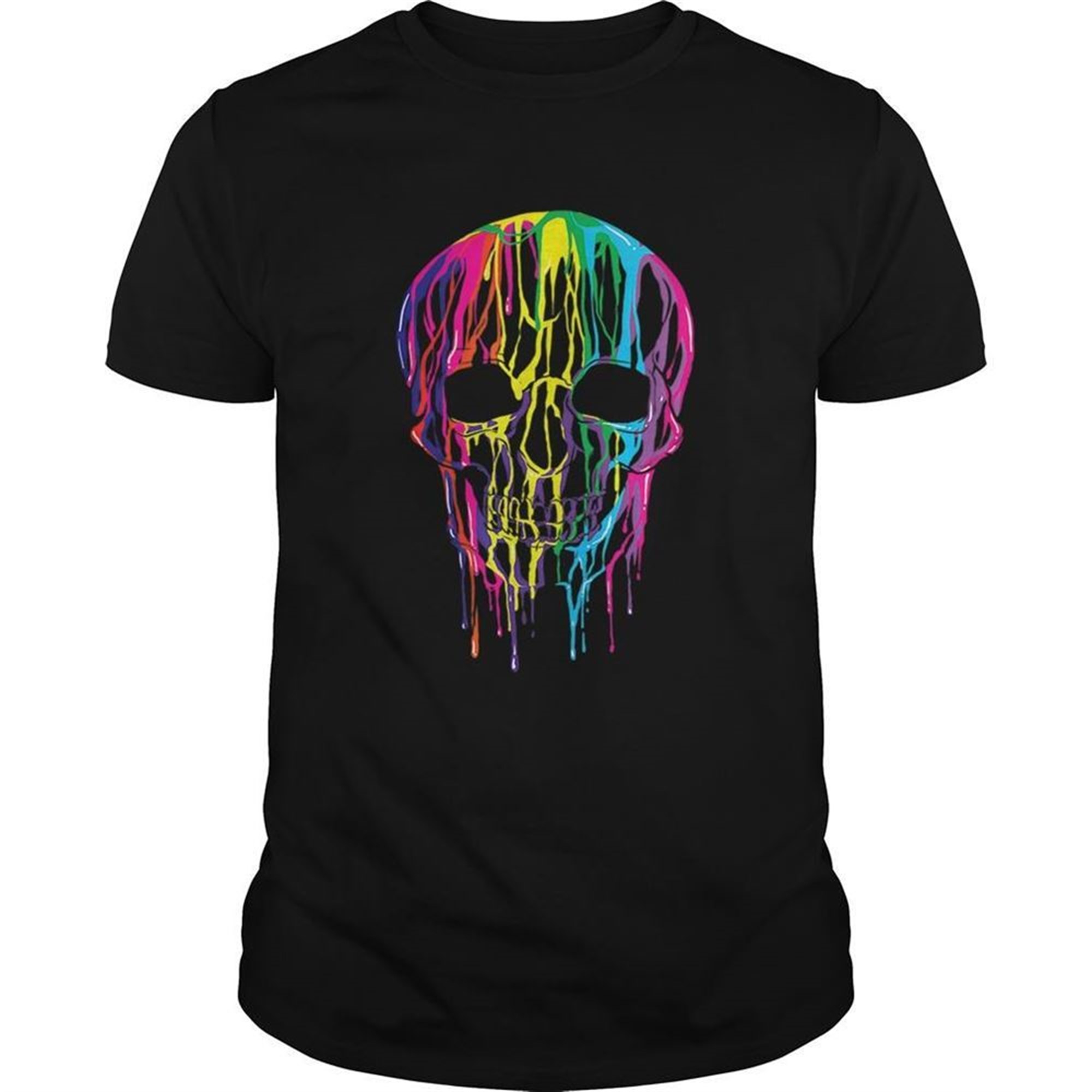 Top Colorful Melting Skull Halloween Kids Art Graphic Shirt