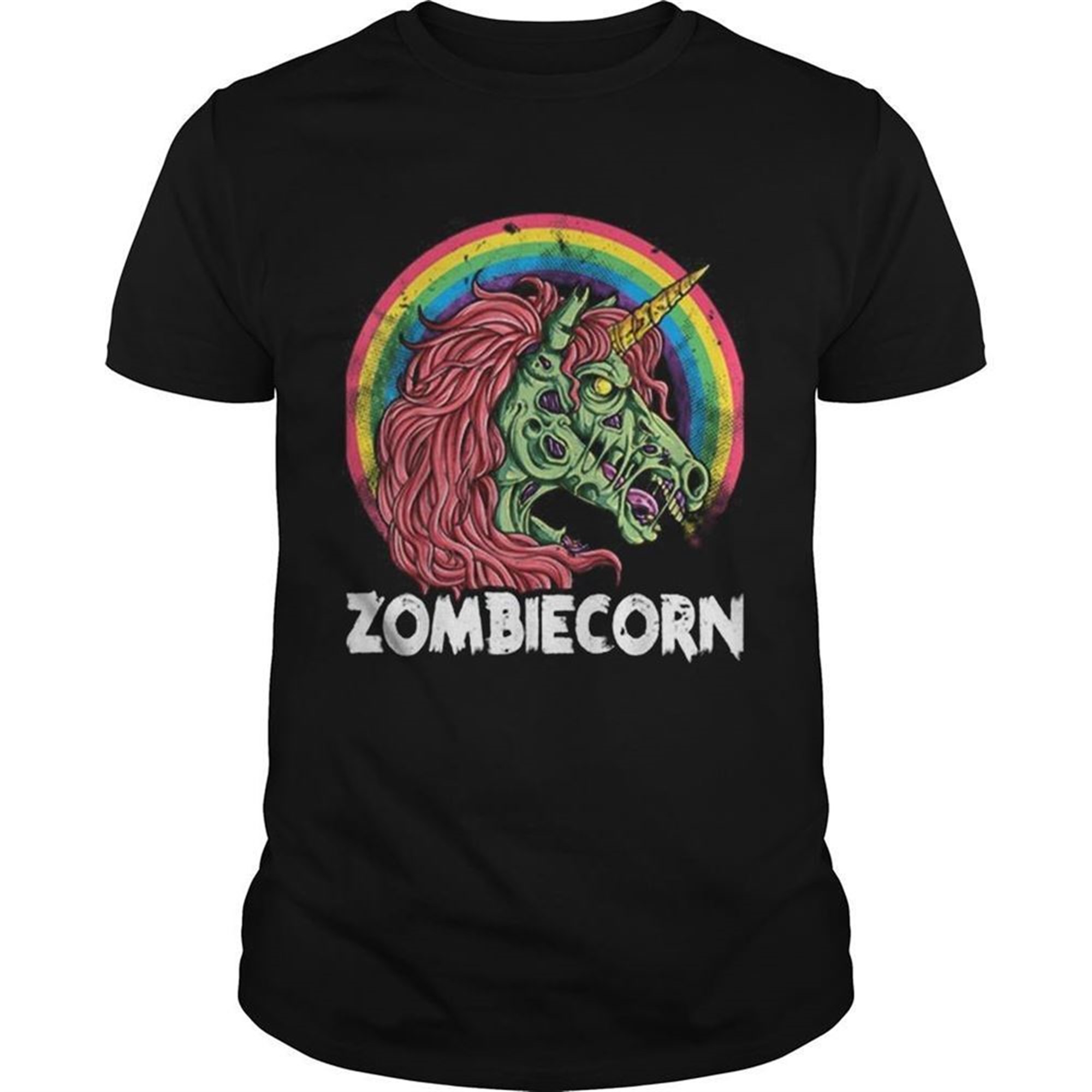 Top Zombiecorn Zombie Unicorn Halloween Women Rainbow Shirt
