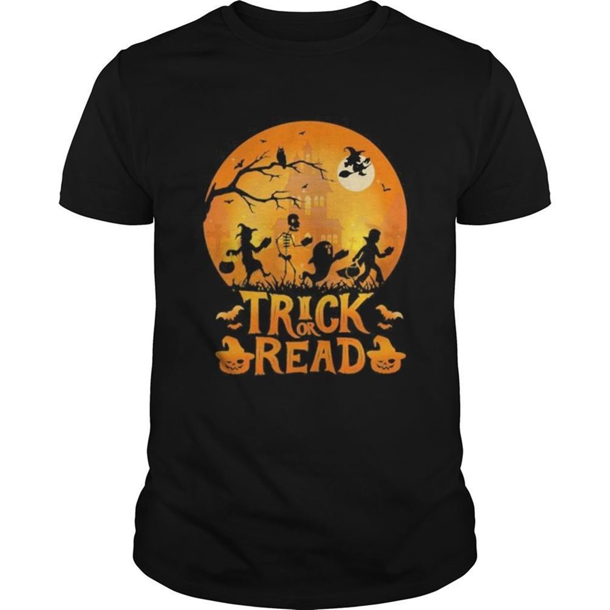 Trick Or Read Witch And Ghost Halloween Shirtcopy