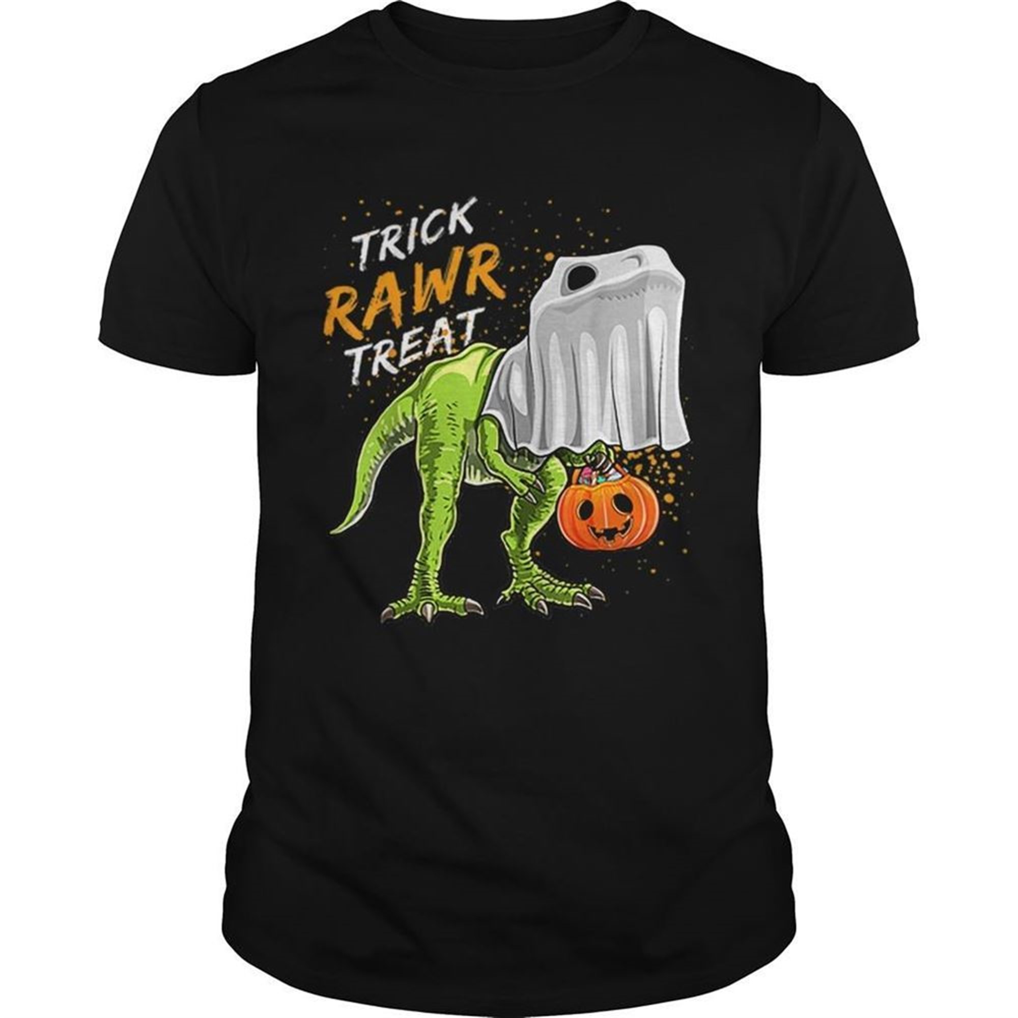 Trick Rawr Treat Halloween T Rex Dinosaur Ghost Boys Shirt