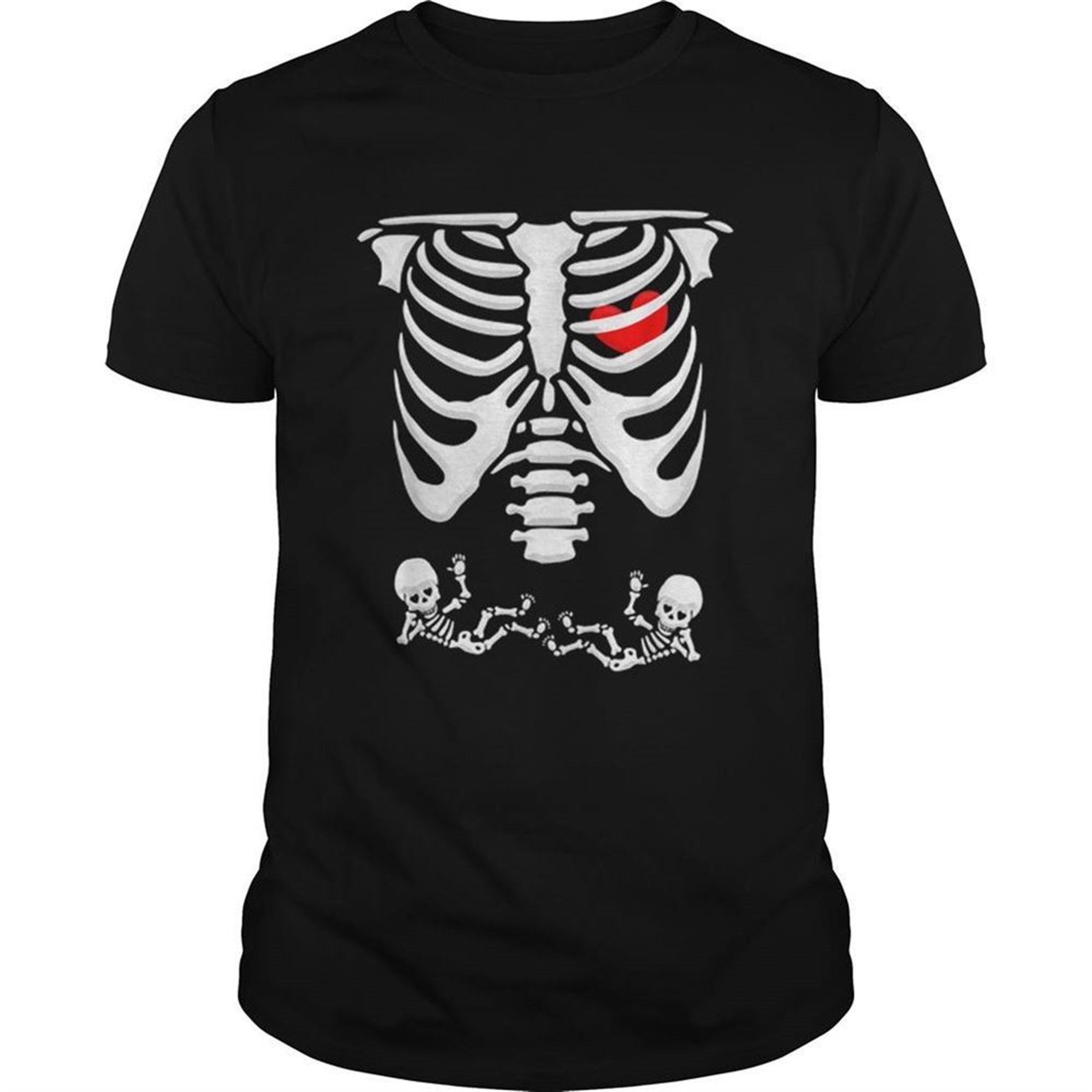 Twins Pregnancy Announcement Skeleton Xray Funny Halloween Shirt