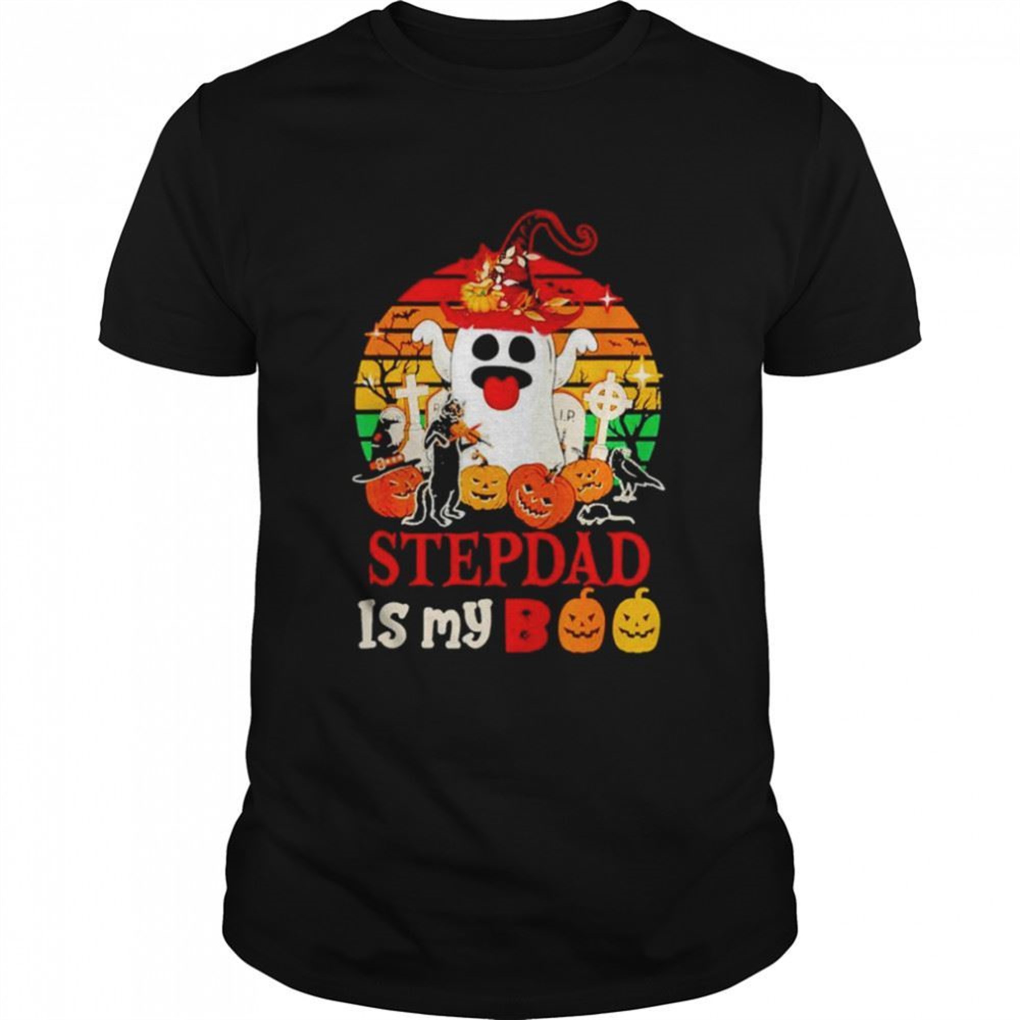 Vintage Stepdad Is My Boo Halloween Scary Pumpkins Boo Ghost Shirt