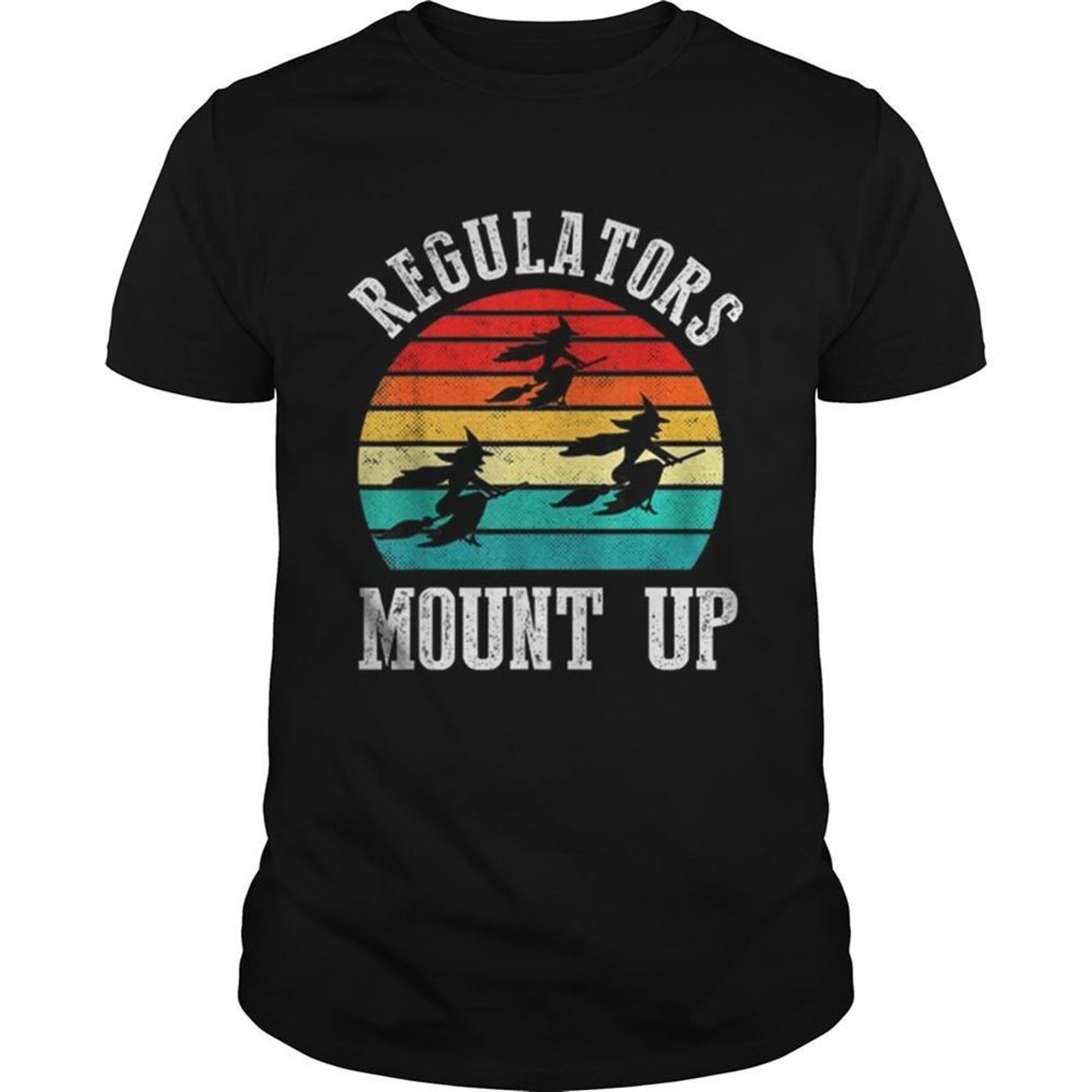 Vintage Sunset Regulators Mount Up Halloween Witch Shirt