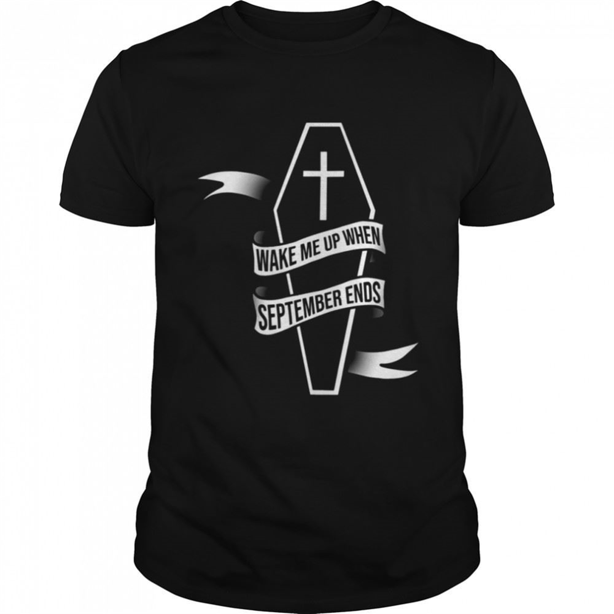 Wake Me Up When September Ends Coffin Halloween Vampire Shirt