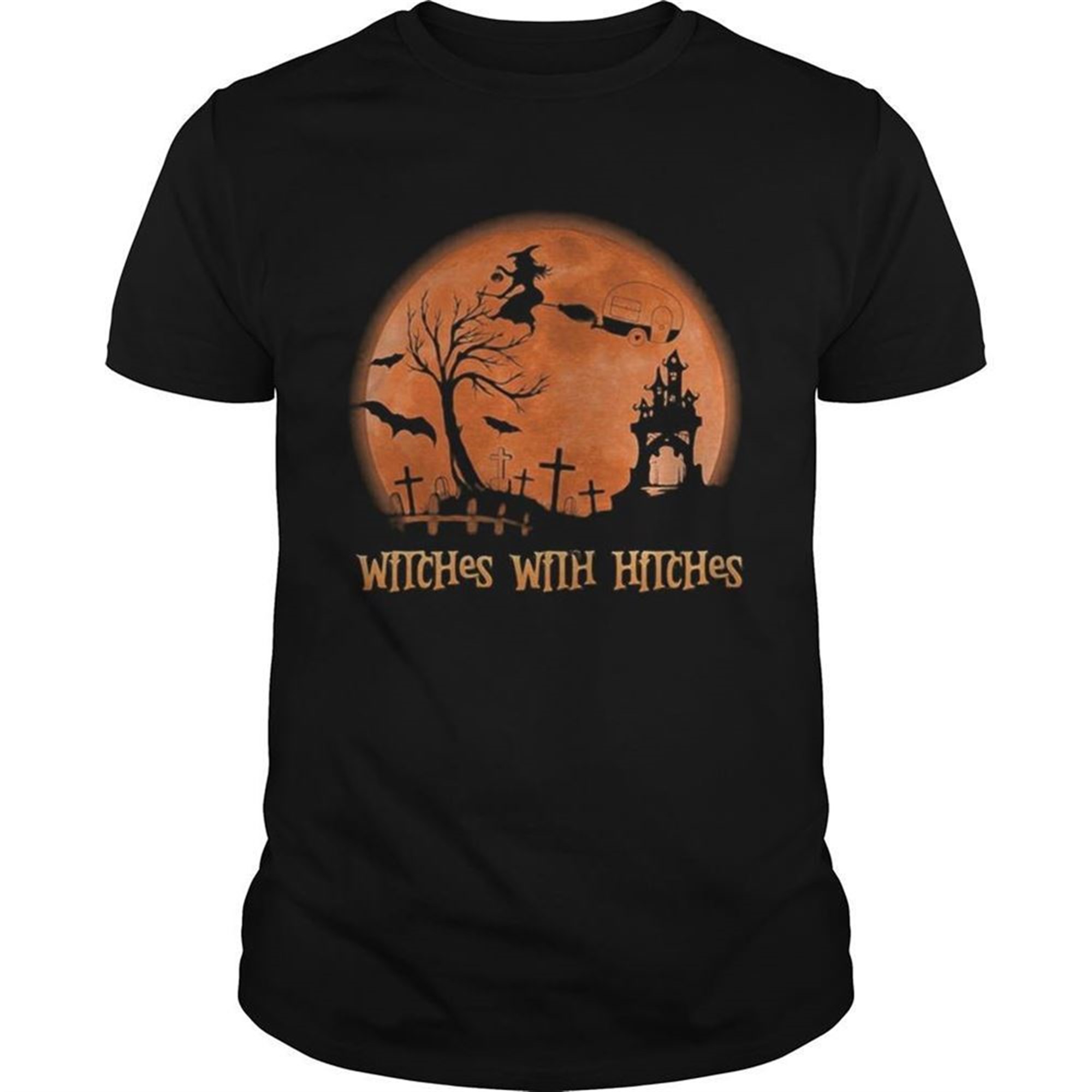 Witches With Hitches Sunset Halloween Shirt