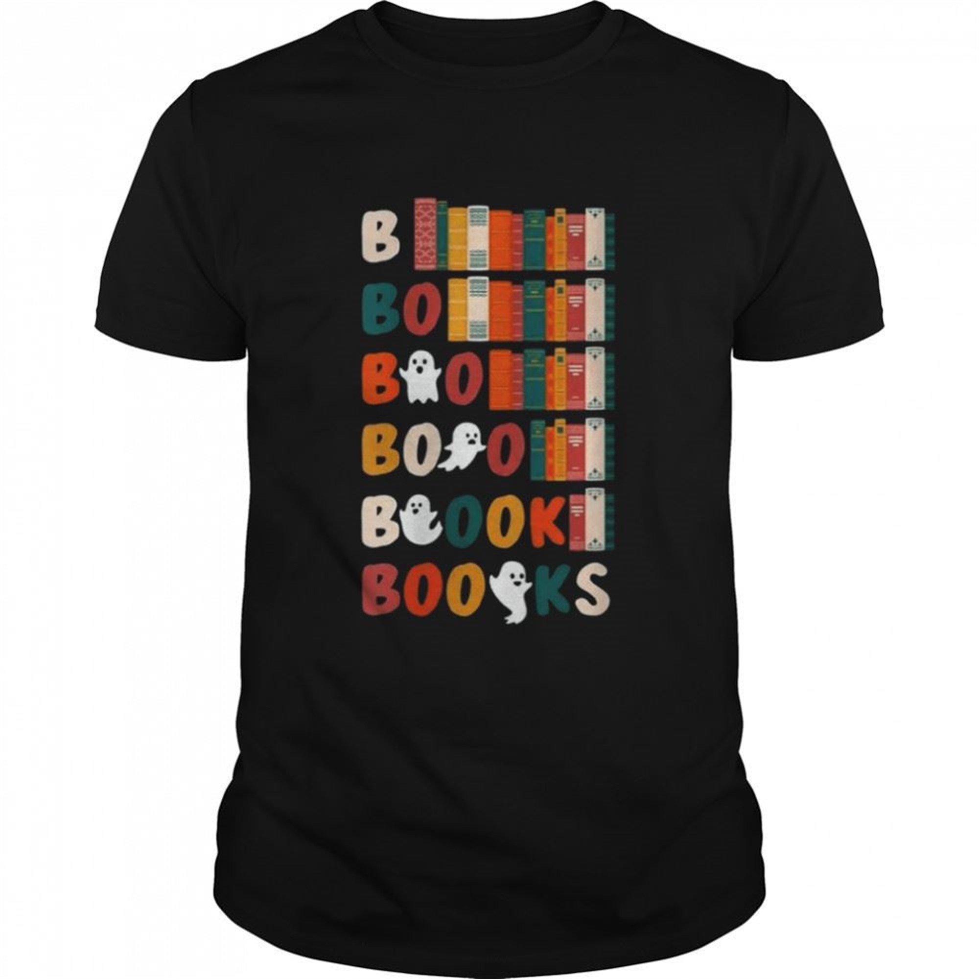 Womens Boooks Ghosts Funny Halloween Teacher Book Library Reading Shirt