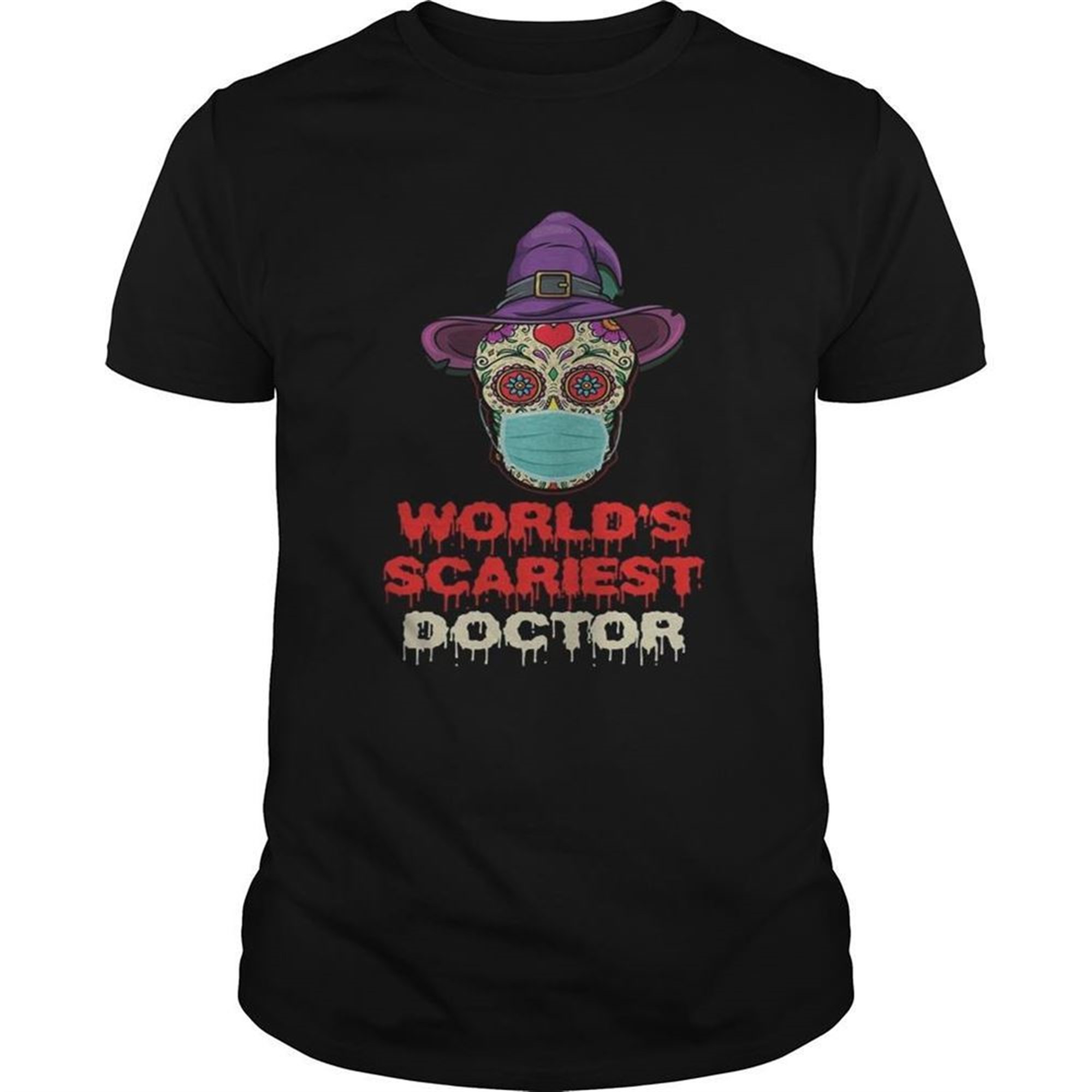 Worlds Scariest Doctor Skull Tattoos Witch Face Mask Halloween Shirt