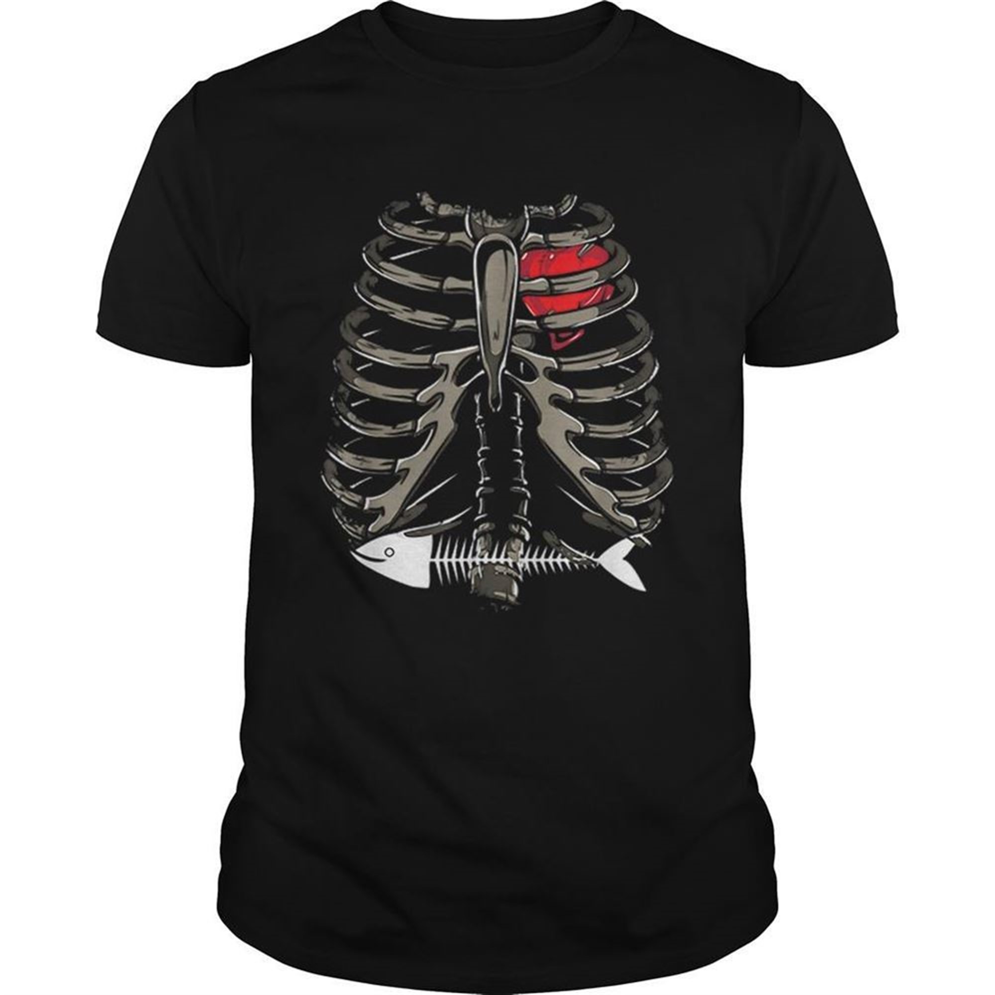 Xray Stomach Fish Bone Costume Cool Easy Halloween Shirt