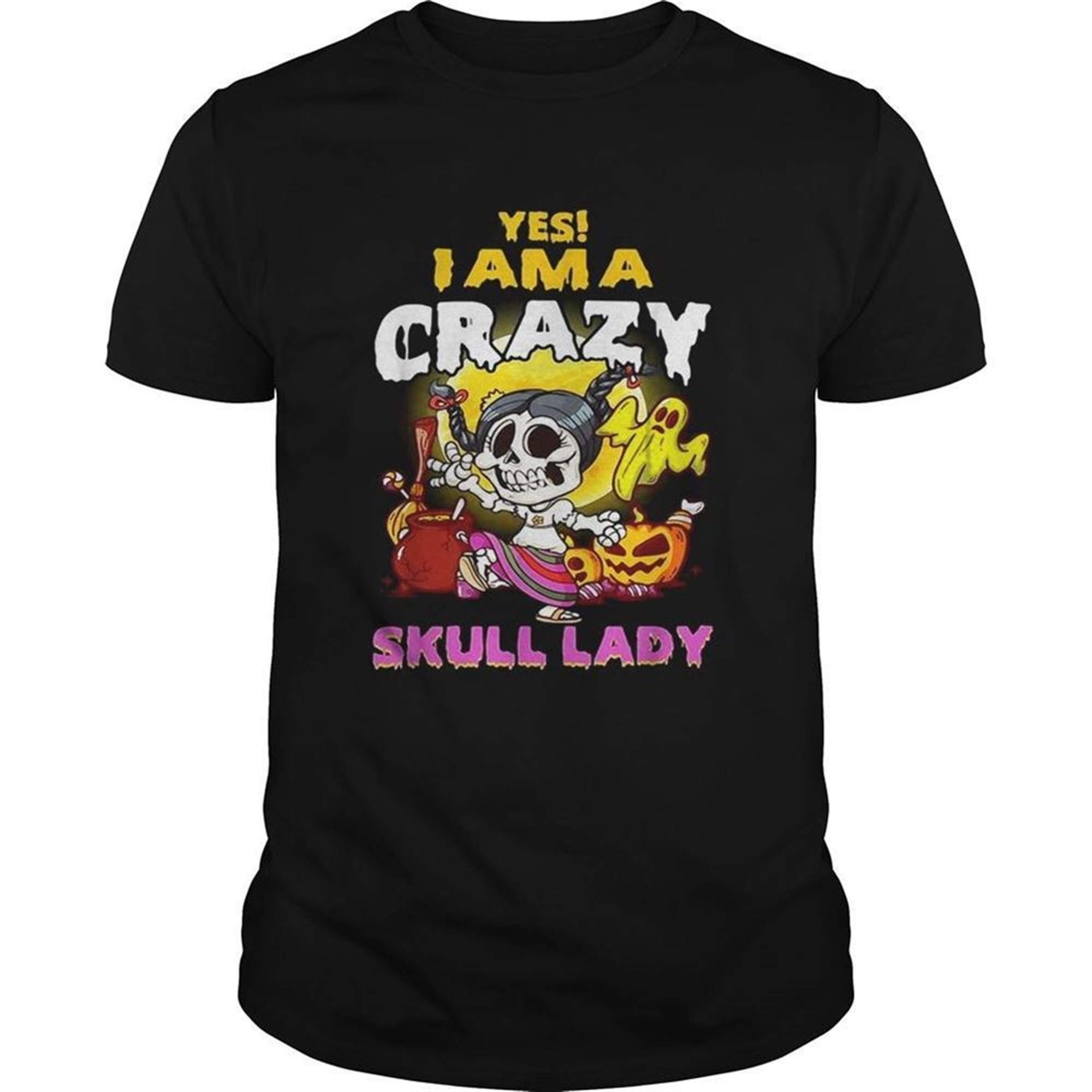 Yes I Am A Crazy Skull Lady Halloween Shirt