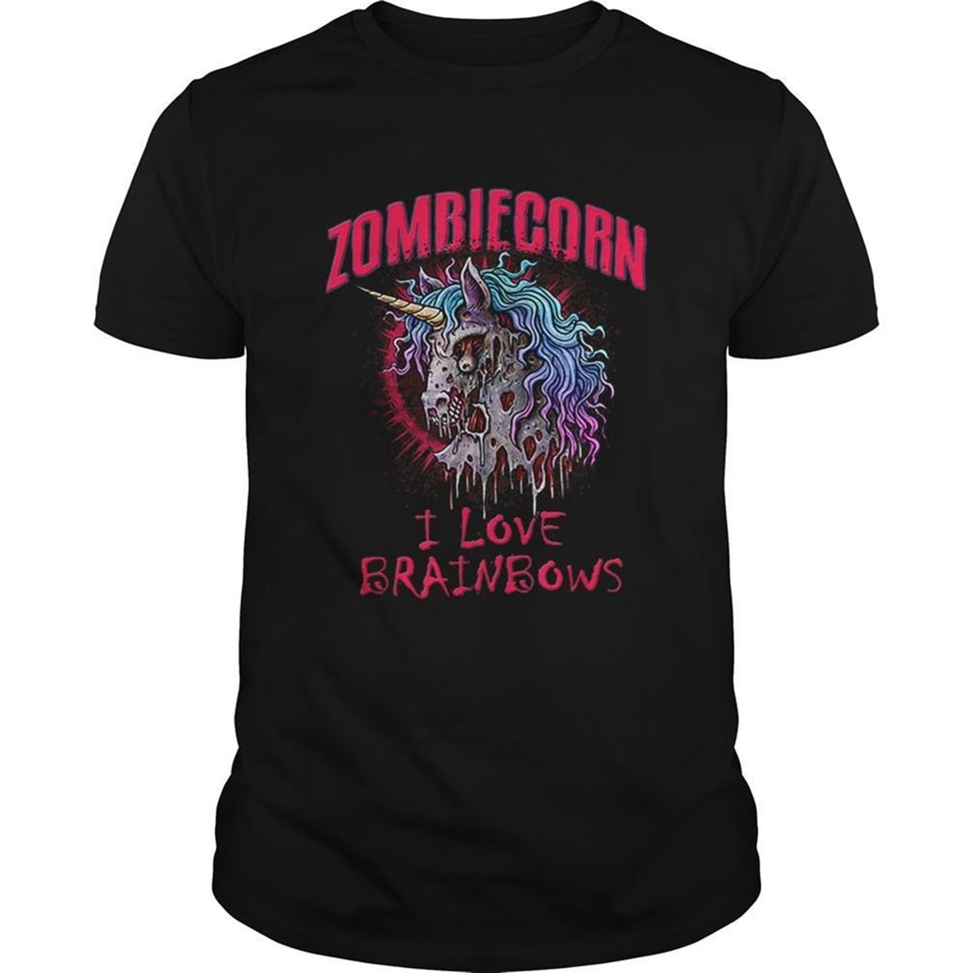 Zombie Unicorn I Love Brainbows Halloween Gothic Goth Punk Shirt