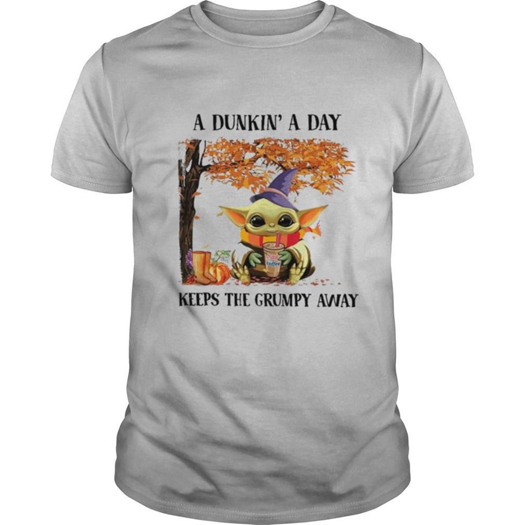Baby Yoda Hug Dunkin Donut Coffee A Dunkin A Day Keeps The Grumpy Away Halloween Shirt