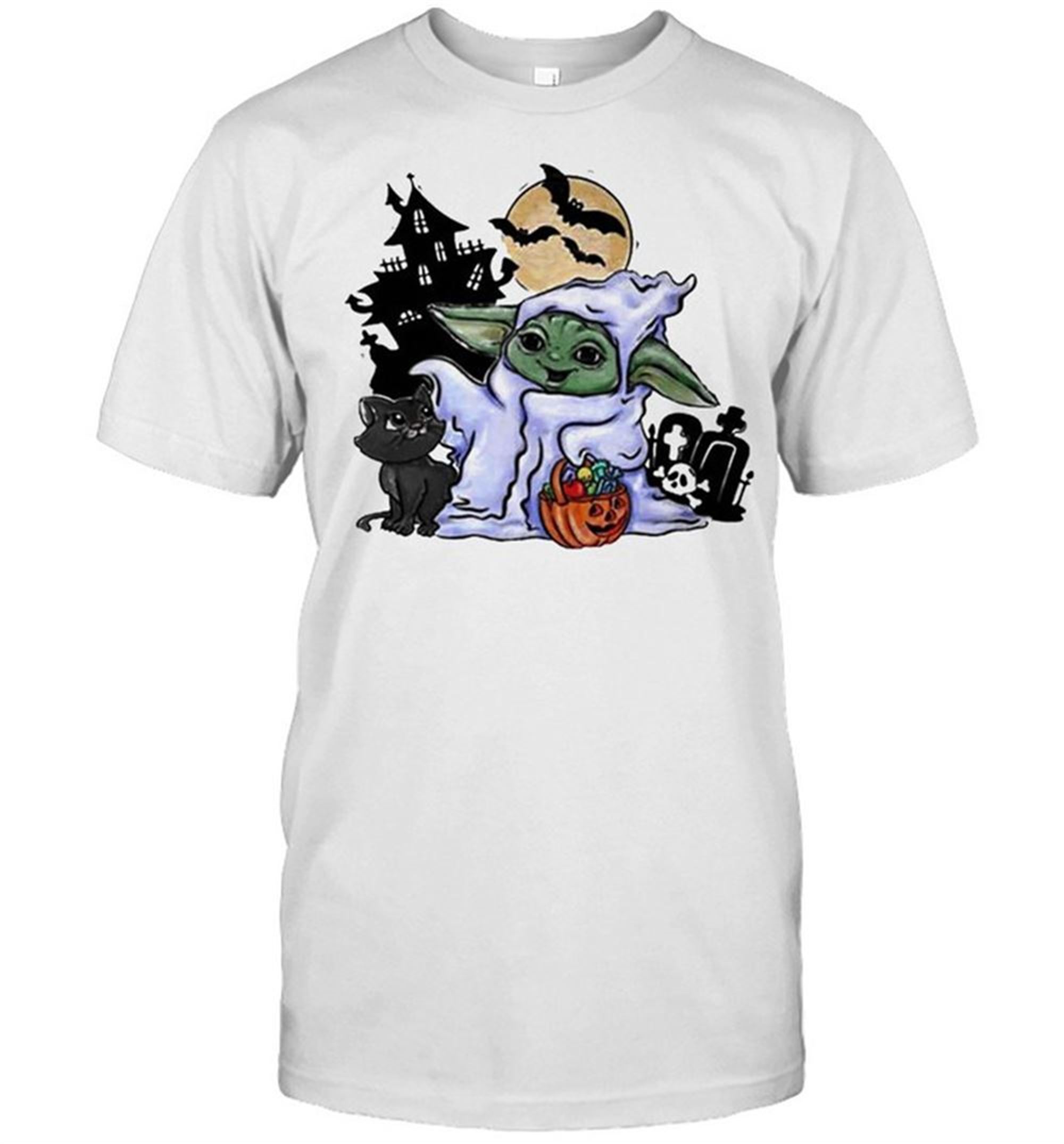 Baby Yoda In A Ghost Halloween Shirt