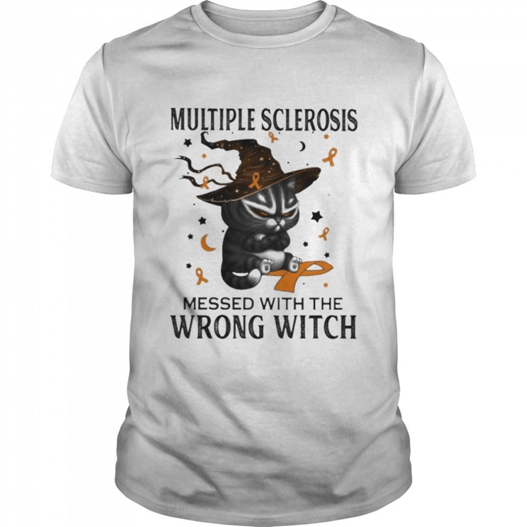 Black Cat Multiple Sclerosis Messed With The Wrong Witch Halloween Shirt