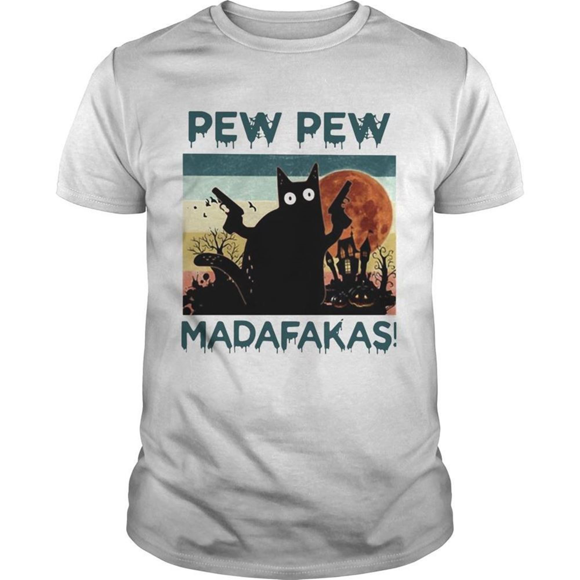 Black Cat Pew Pew Madafakas Halloween Shirt