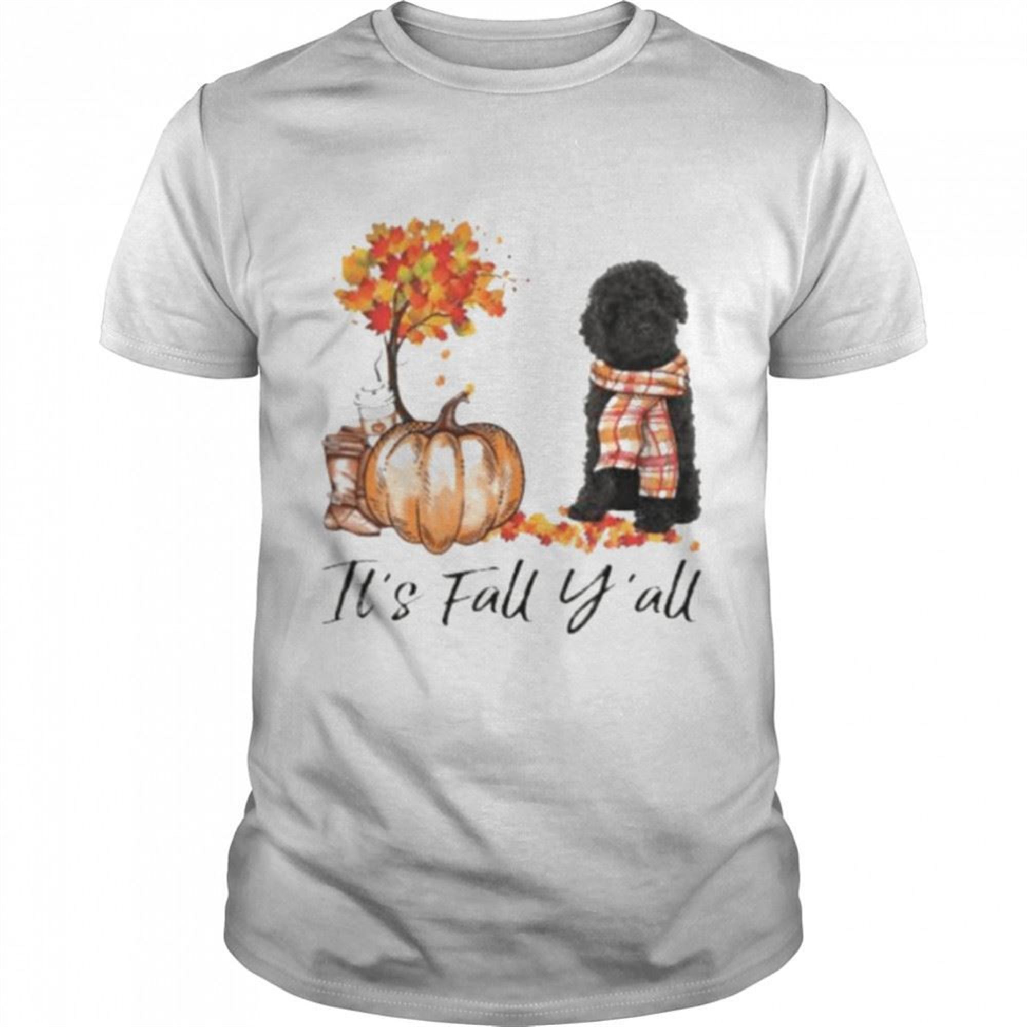 Black Labradoodle Dog Its Fall Yall Happy Halloween T-shirt