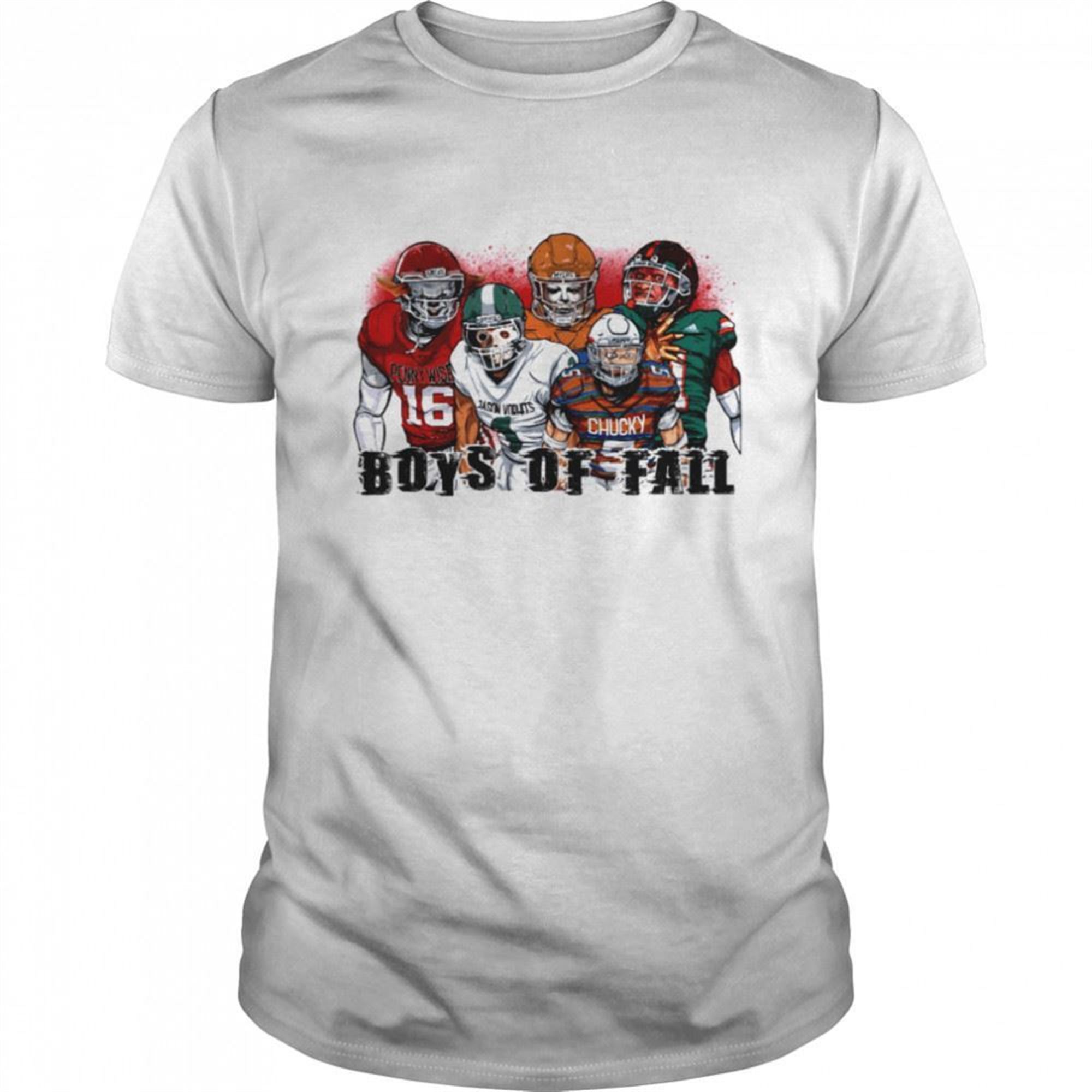 Boys Of Fall Pennywise Mike Meyers Freddy Jason Chucky Football Halloween Shirt