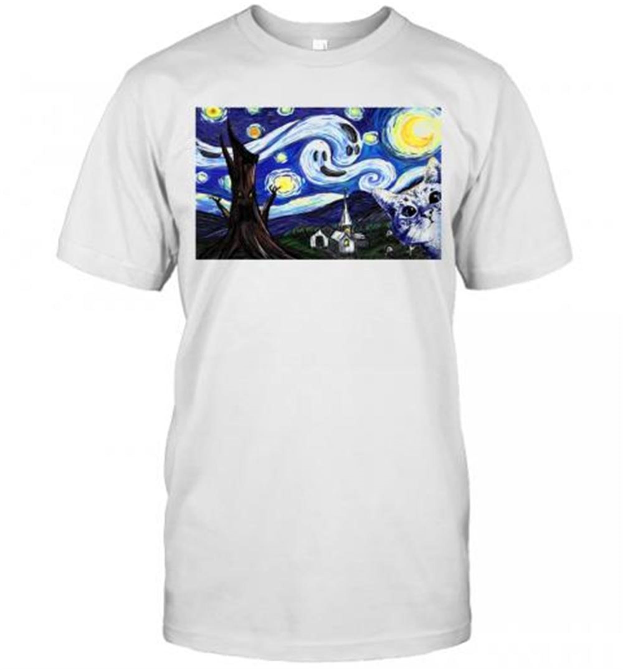 Cat Halloween Starry Night T-shirt