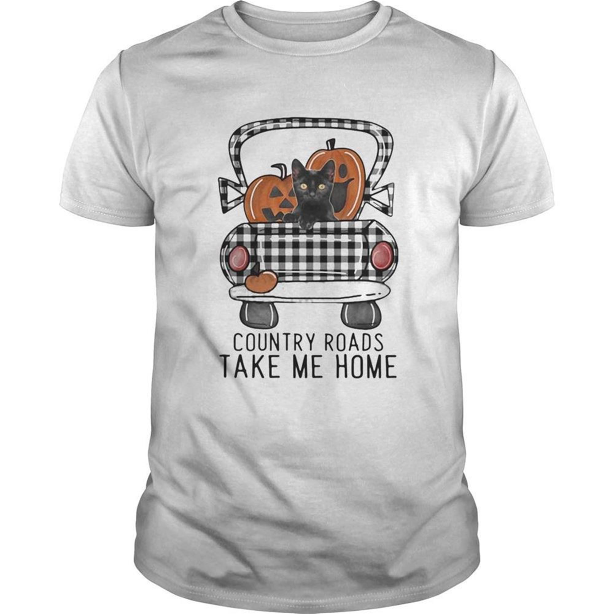 Country Roads Take Me Home Pumpkin Cat Halloween Shirt