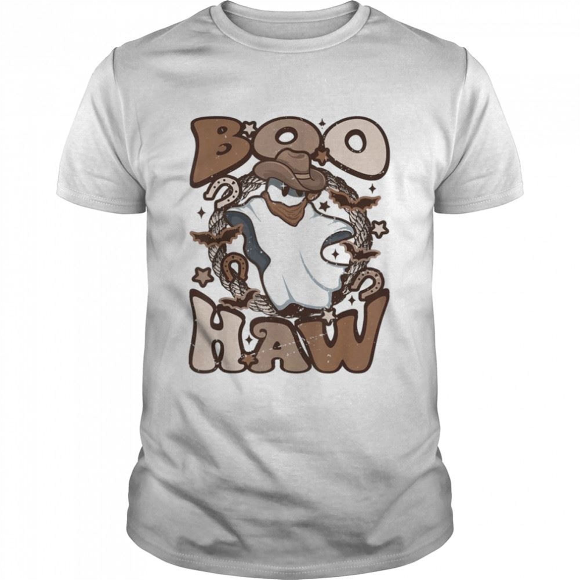 Cowboy Cowgirl Ghost Boo Haw Retro Halloween Western Ghost T-shirt