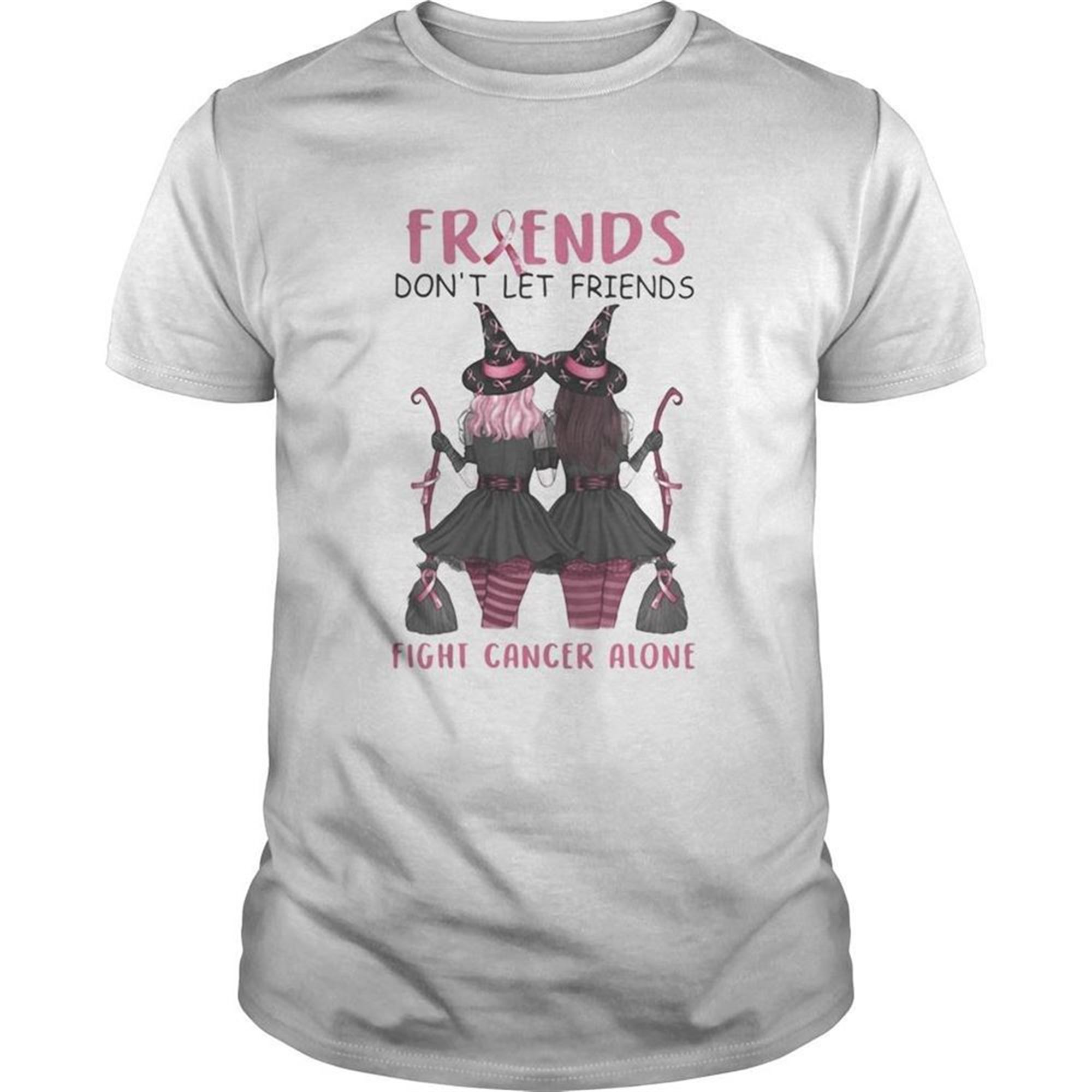 Friends Dont Let Friends Fight Cancer Alone Breast Cancer Awareness Witch Halloween Shirt