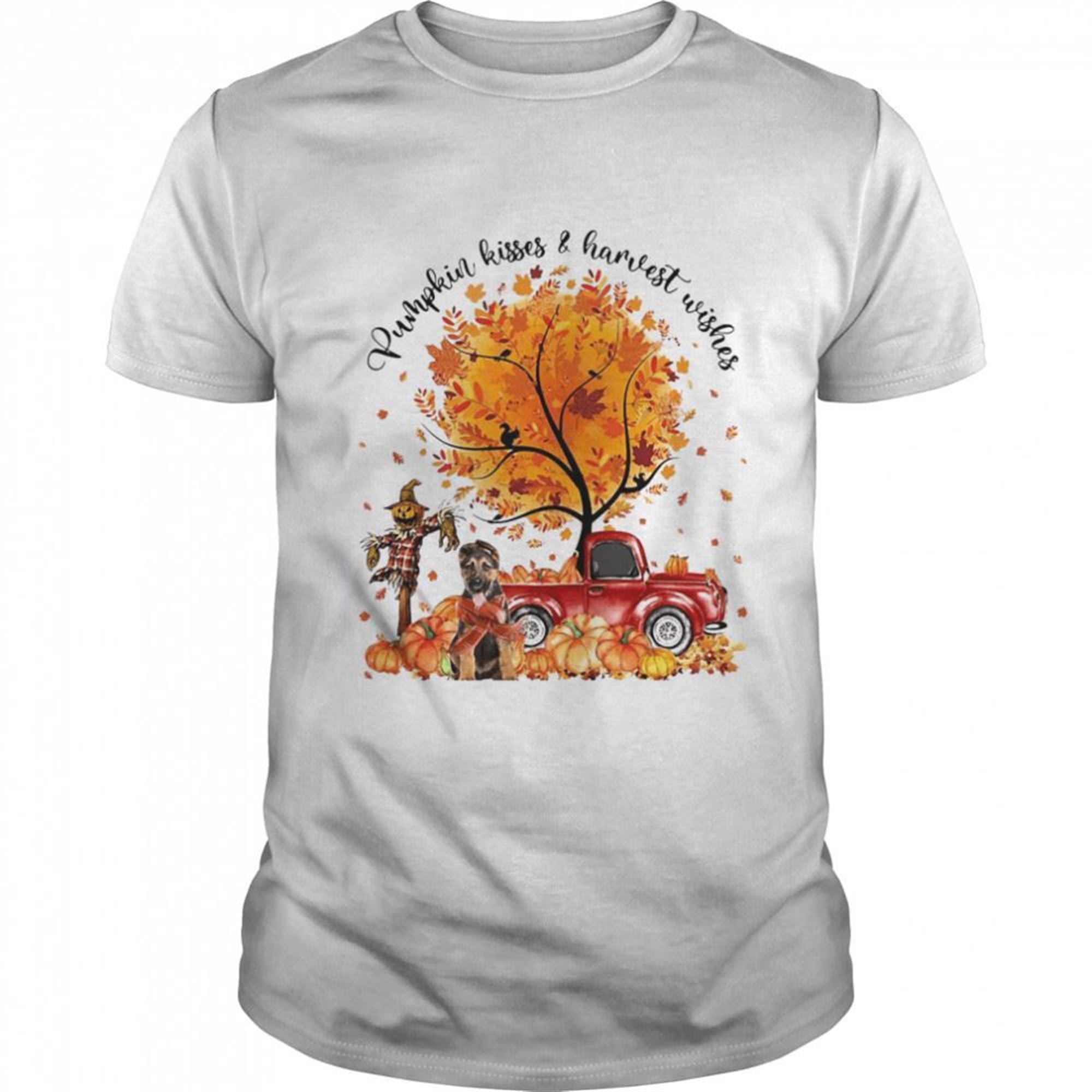 German Shepherd Dog Pumpkin Kisses And Harvest Wishes Halloween T-shirt