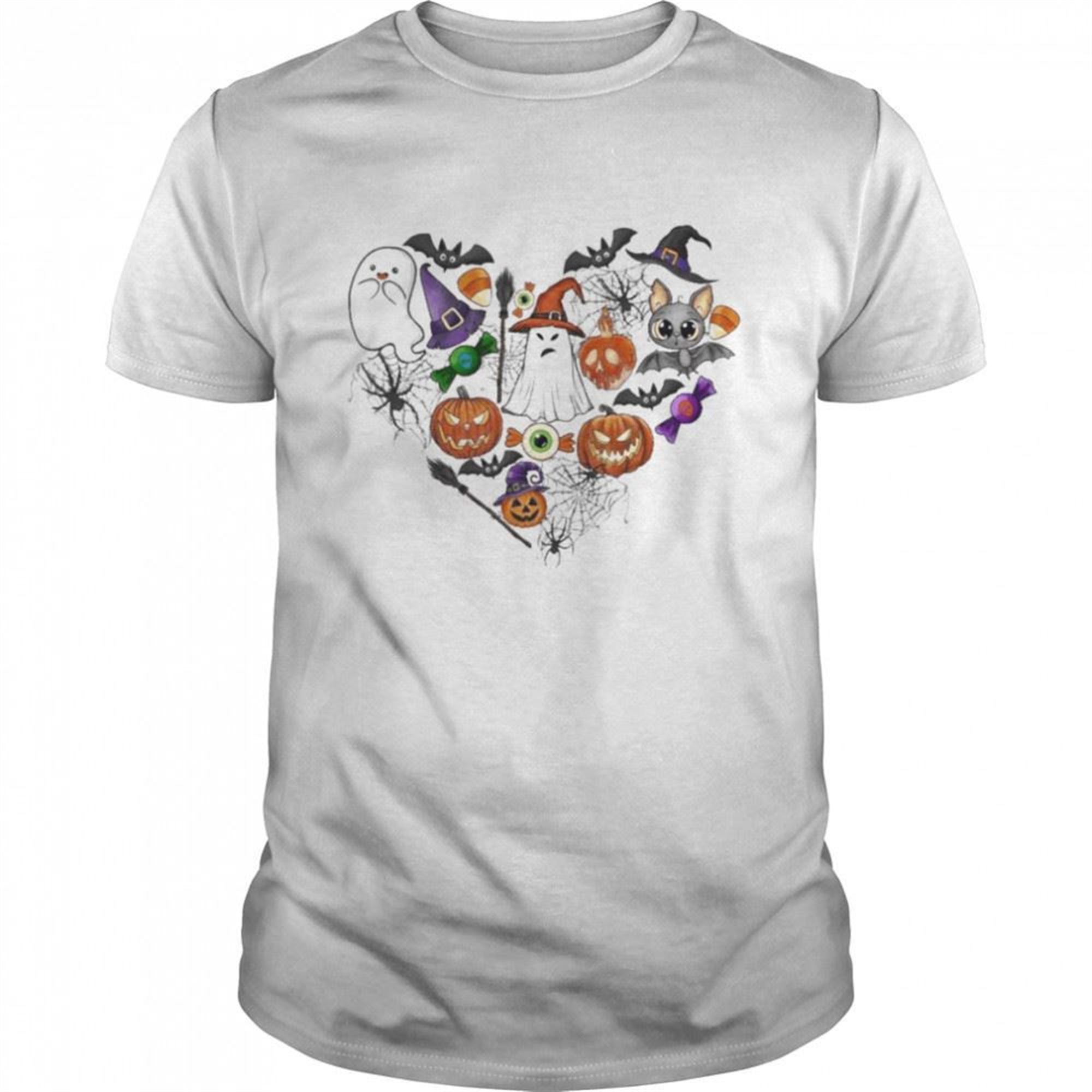 Ghost Pumpkin Witch Halloween Heart Shirt