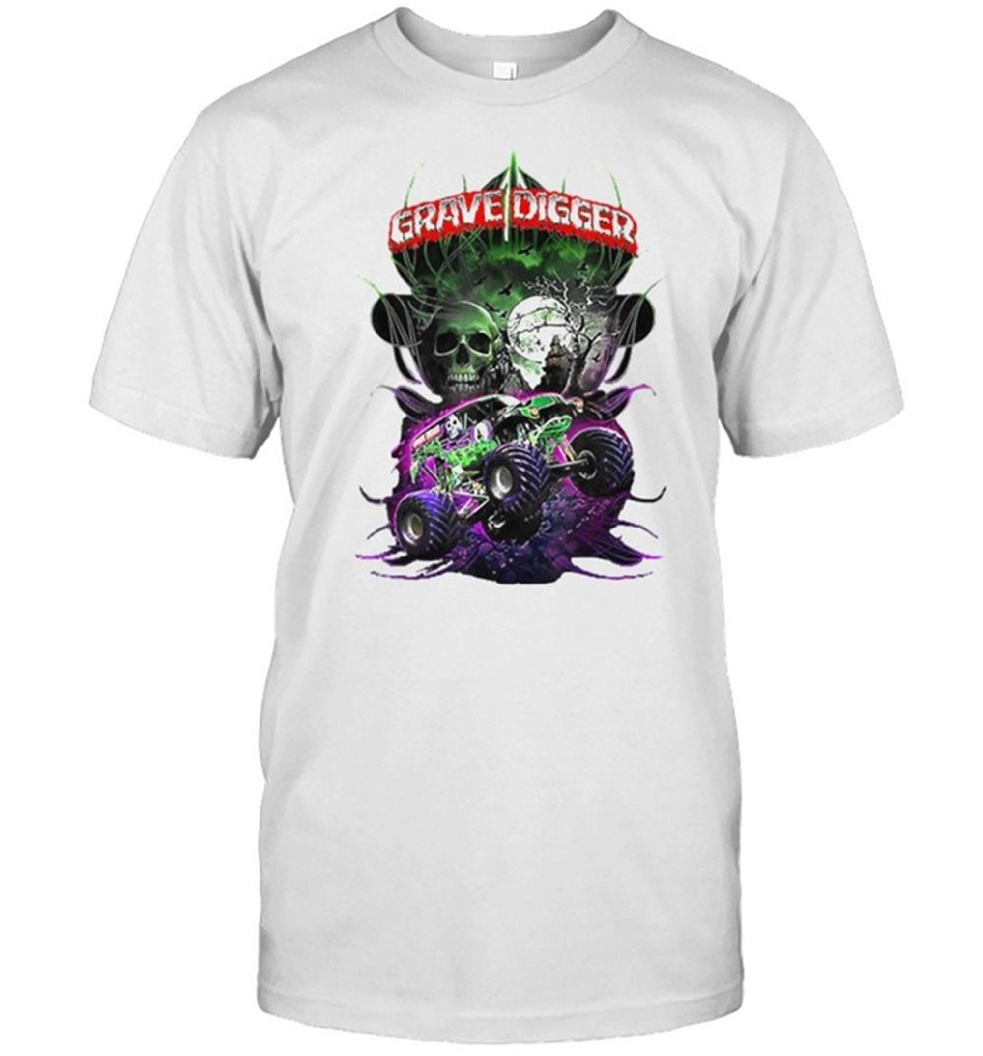 Grave Diggers Skull Truck Moon Halloween T-shirt