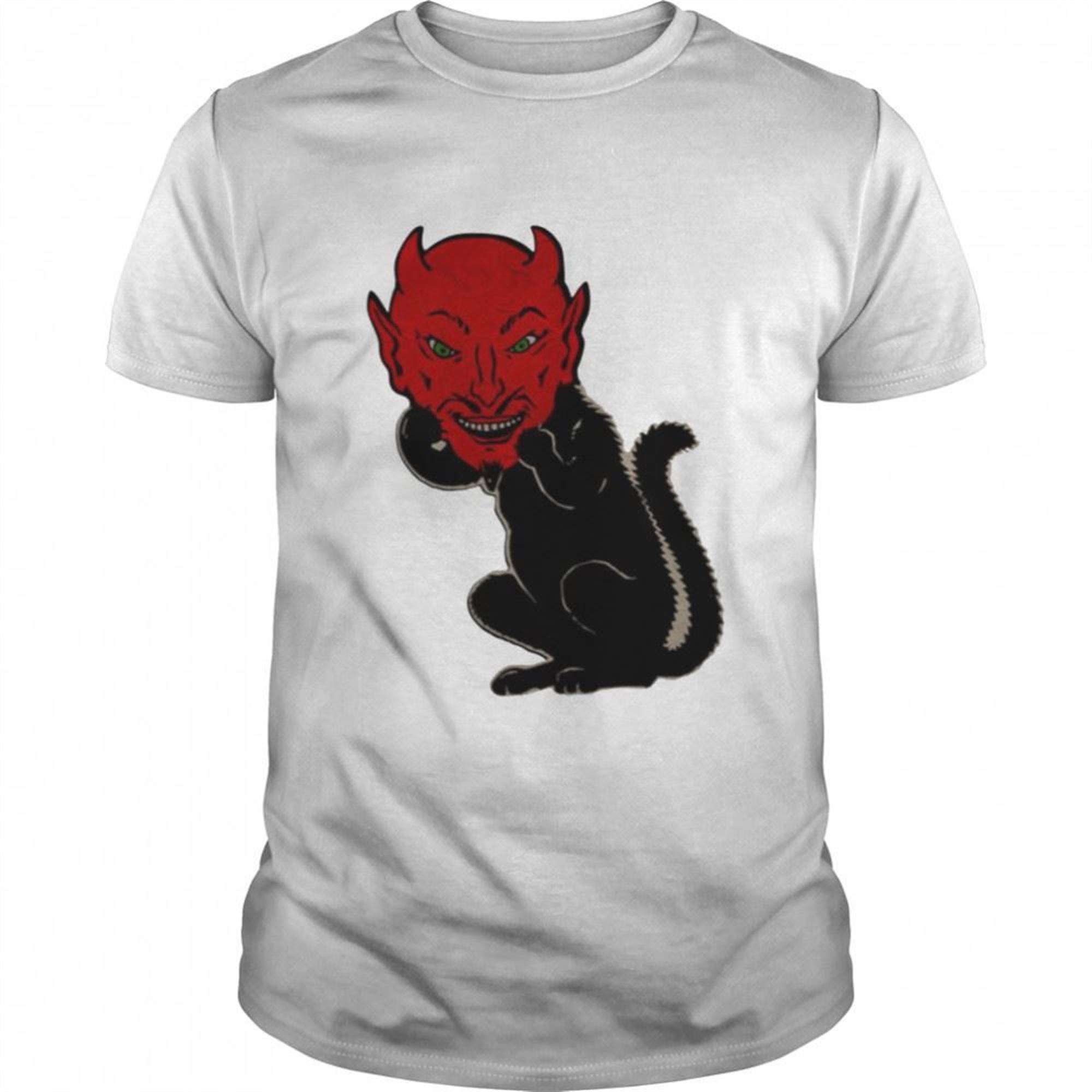 Halloween Devil Cat Waering Monster Mask Shirt