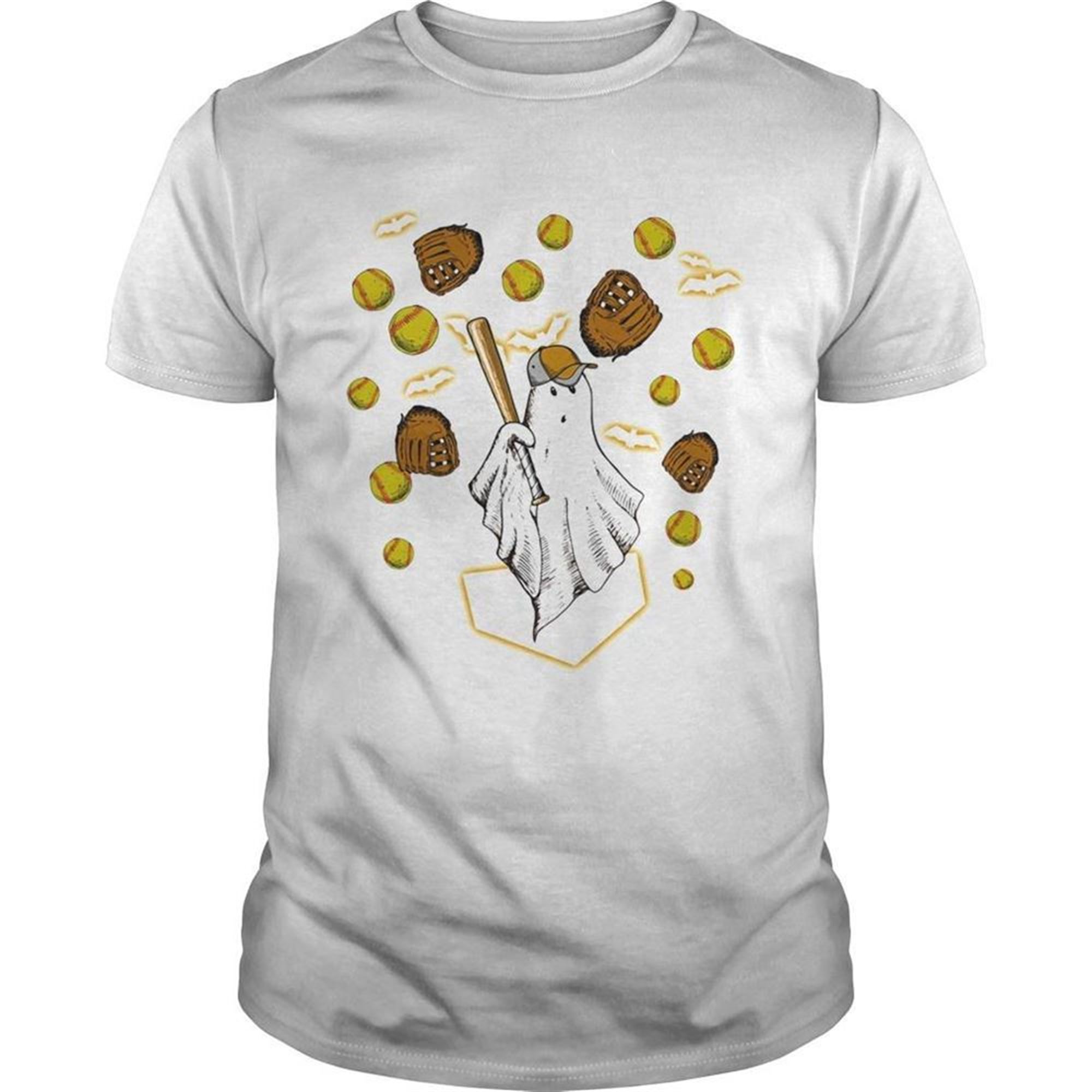 Halloween Ghost Playing Softball Shirt