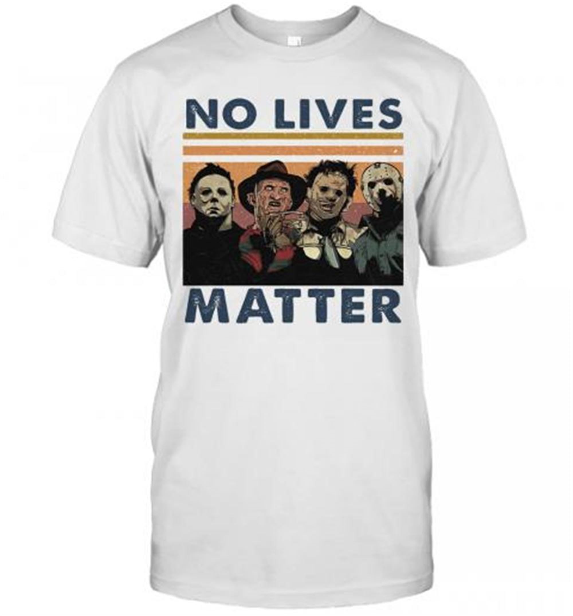 Halloween Horror Characters No Lives Matter Vintage Retro T-shirt