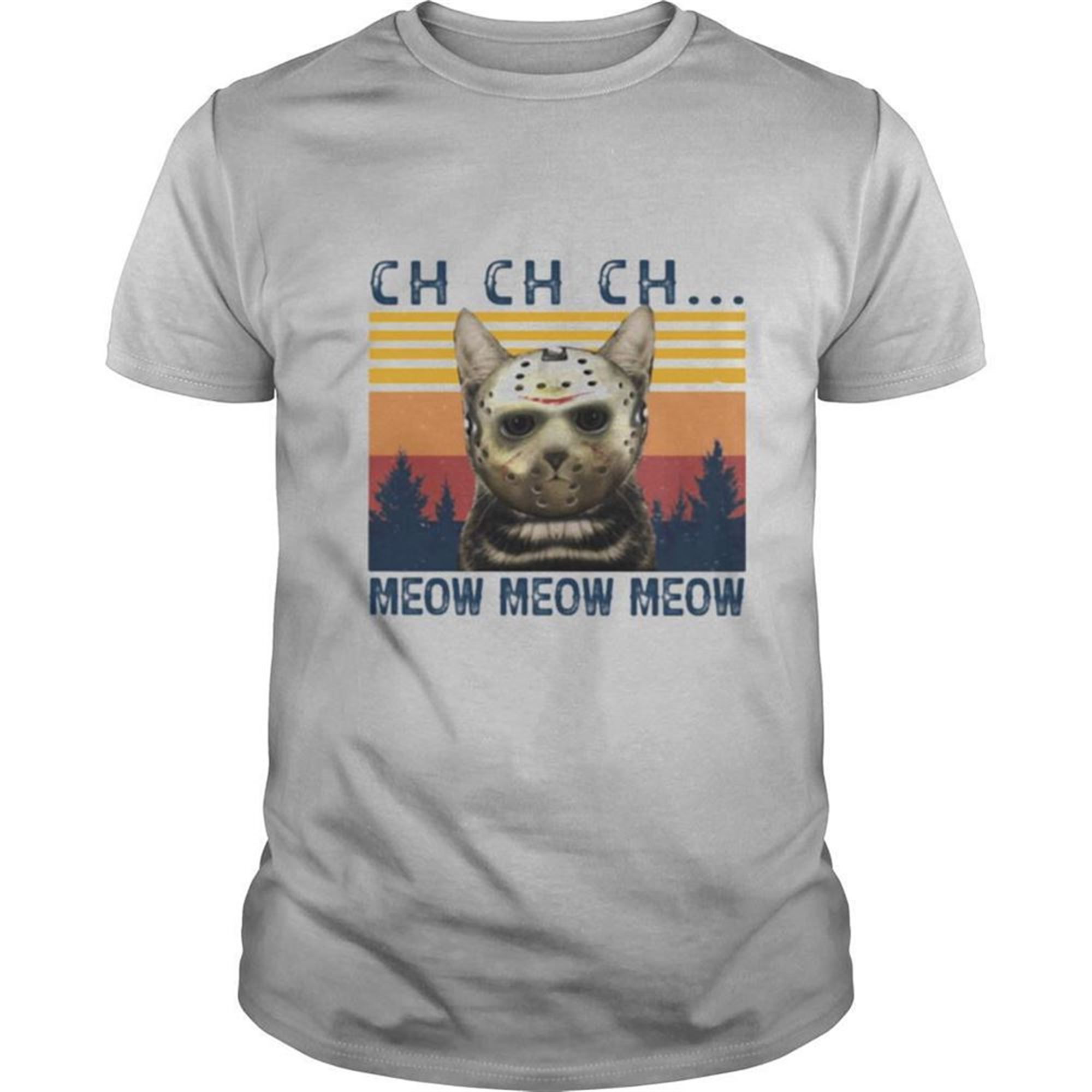 Halloween Jason Voorhees Cat Ch Meow Vintage Retro Shirt