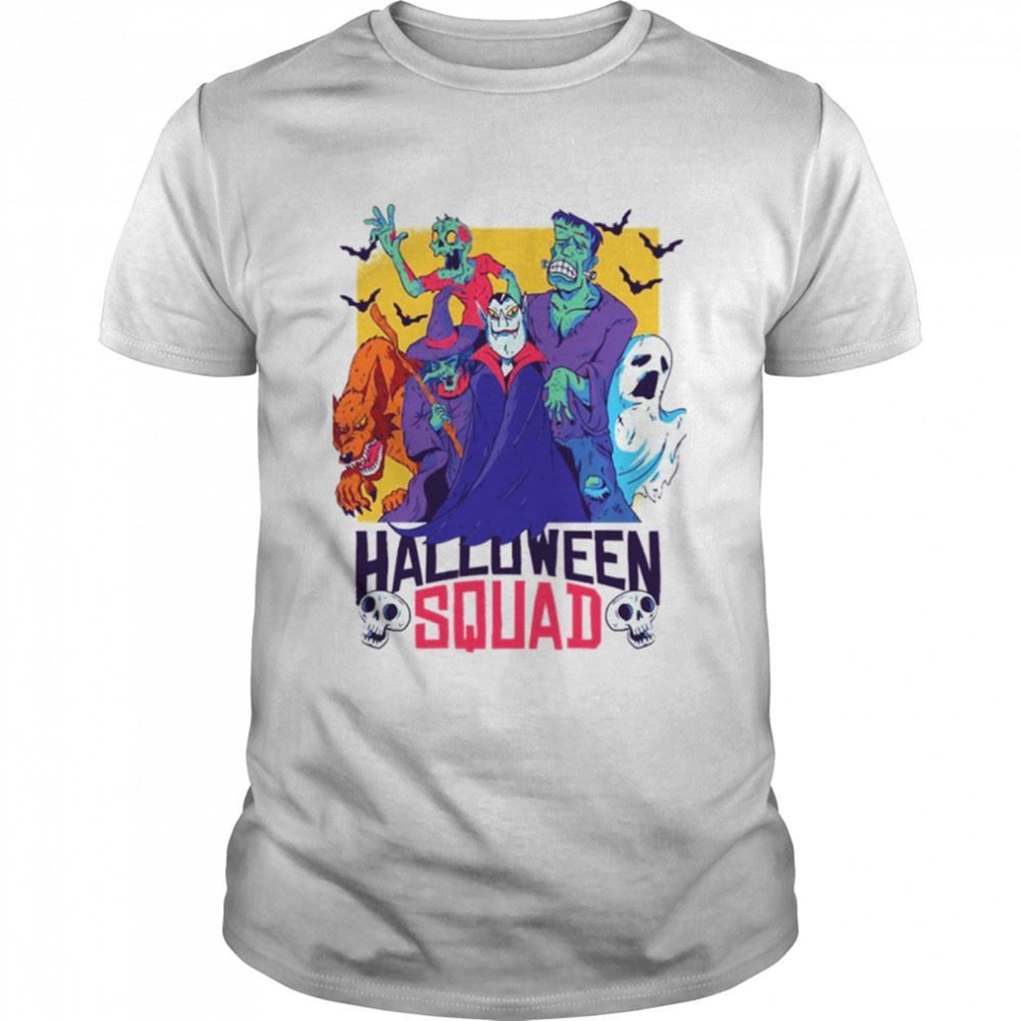 Halloween Monster Squad Zombie Witch Vampire Ghost Werewolf Frankenstein Shirt