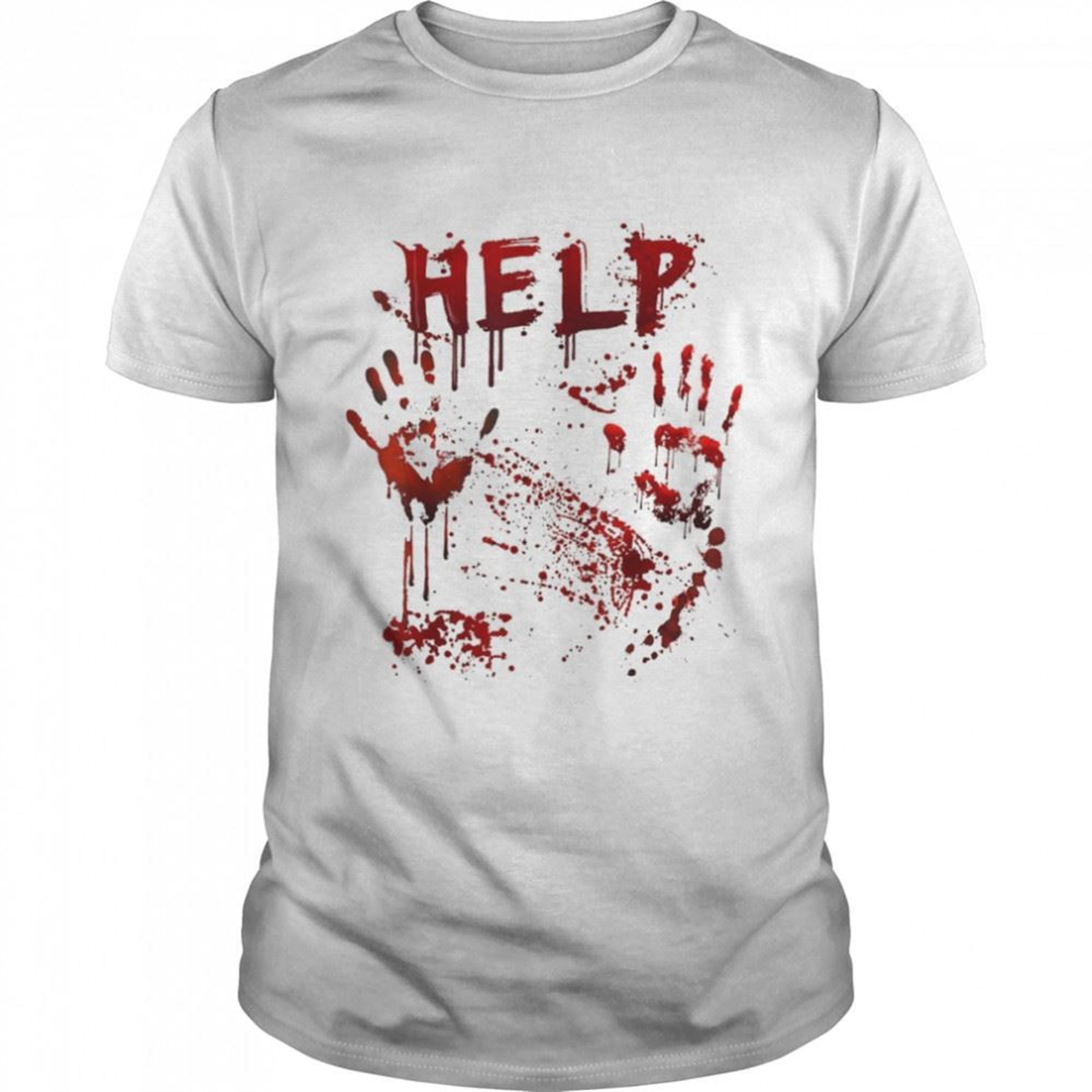 Halloween Party Funny Help Bloody Handprint T-shirt