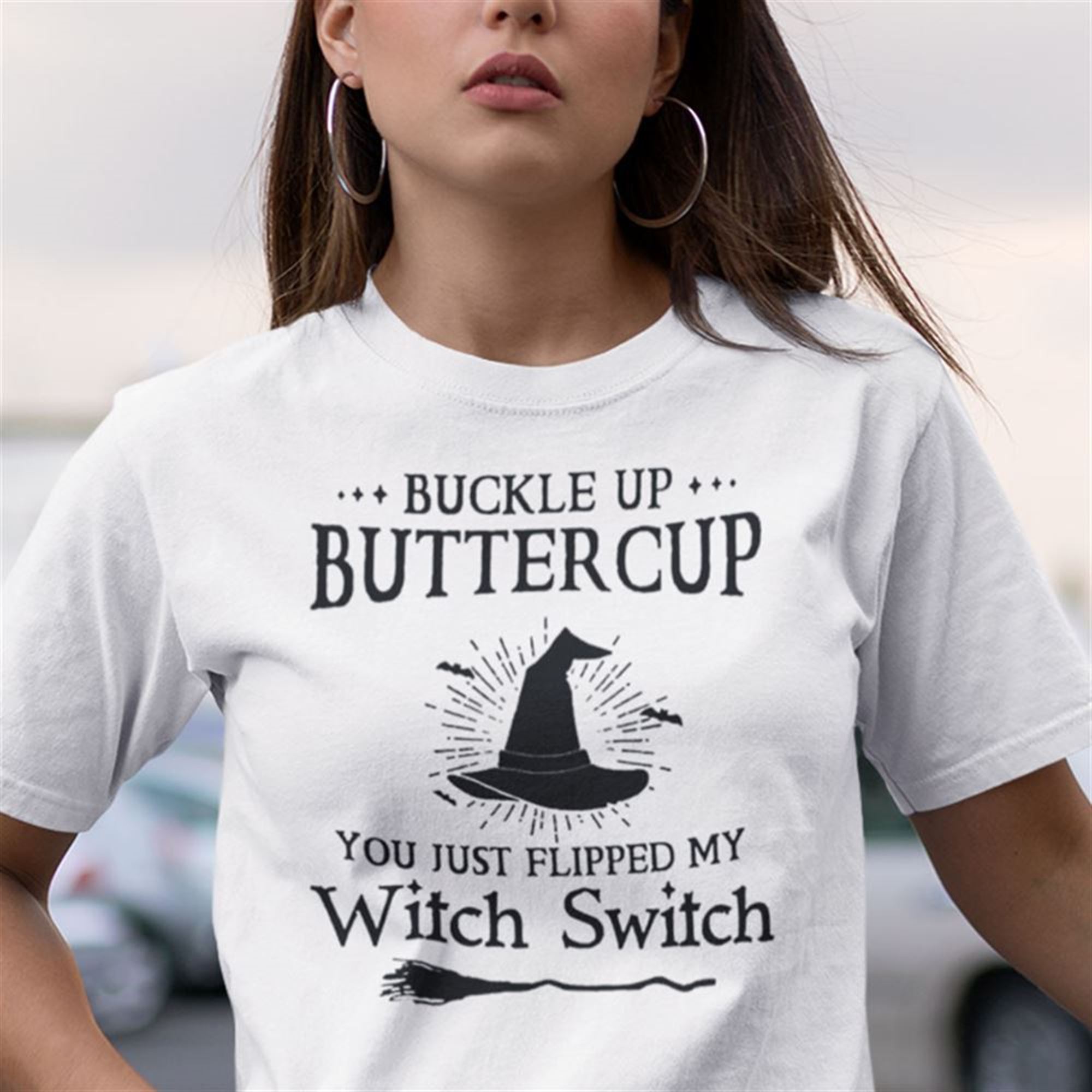 Halloween Shirt Buckle Up Buttercup Witch Switch Broom