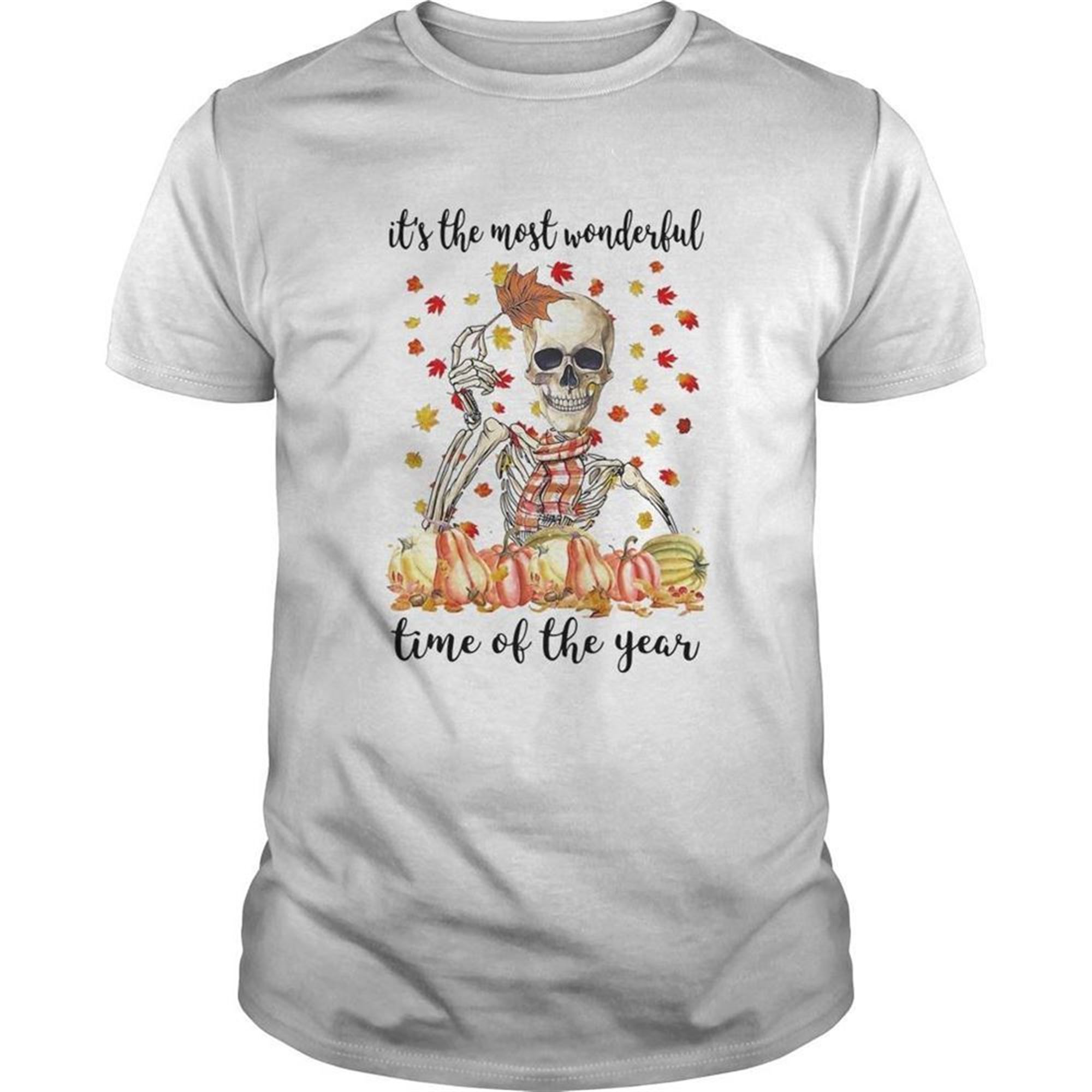 Halloween Skeleton Its The Most Wonderful Time Of The Year Maples Leaves Shirt