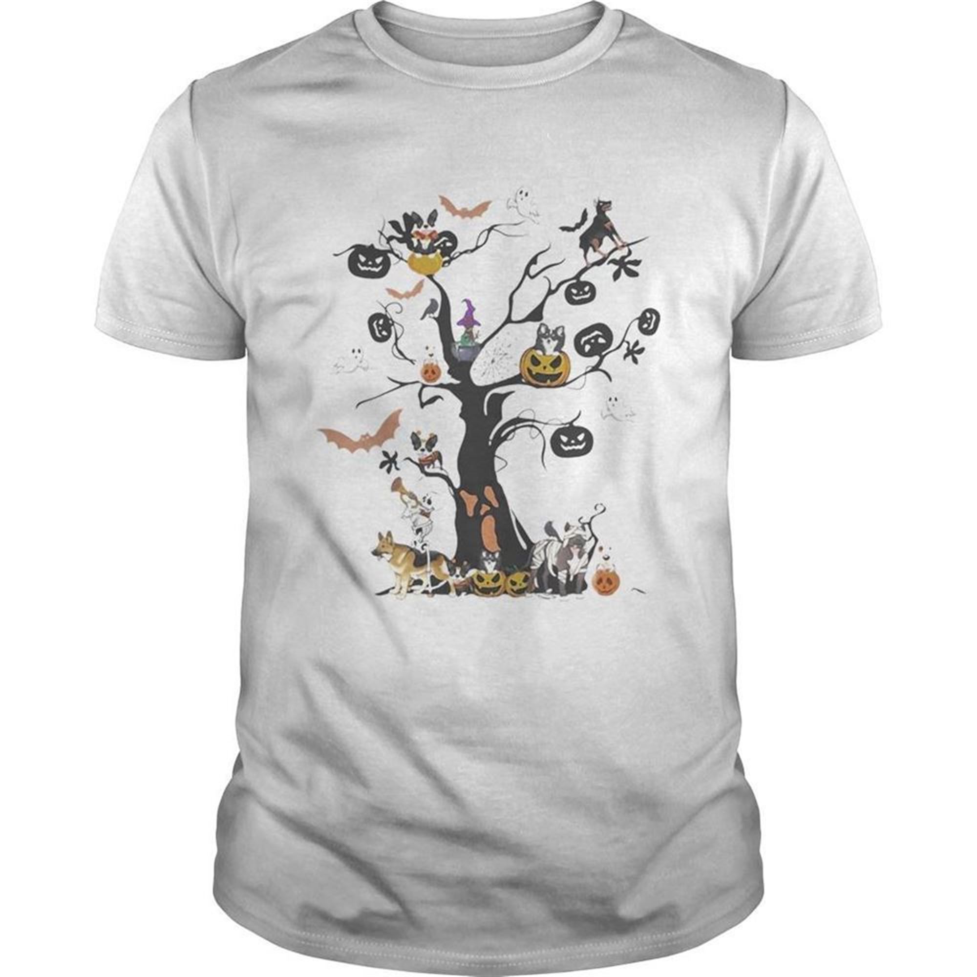 Halloween Tree Dogs Pumpkins Ghost Bats Shirt