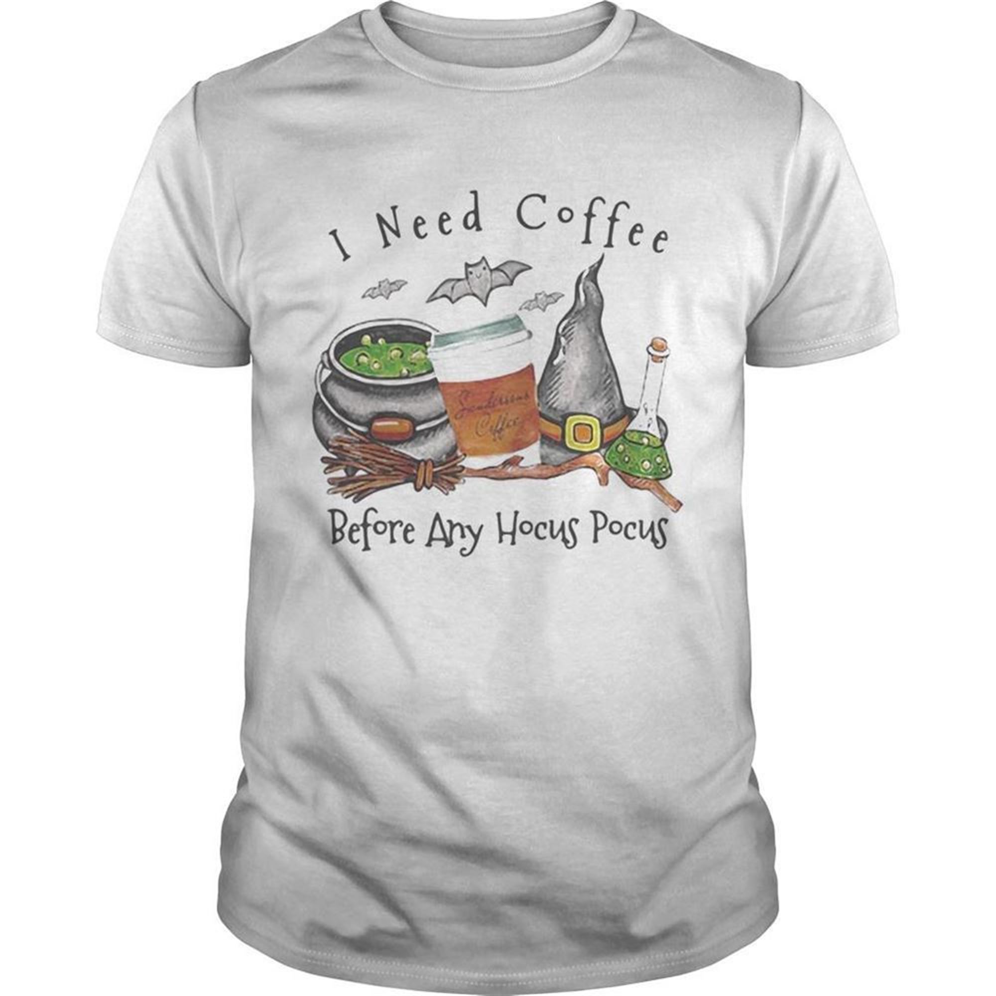 Halloween Witch I Need Coffee Before Any Hocus Pocus Shirt
