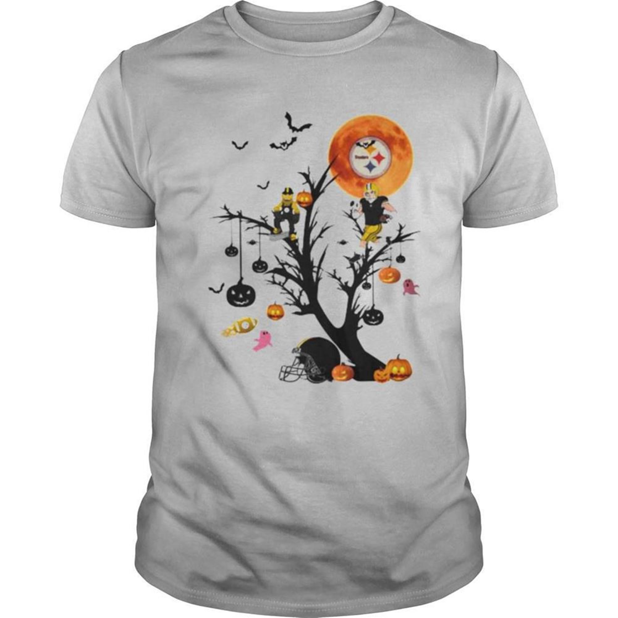 Happy Halloween Tree Pittsburgh Steelers Moon Shirt