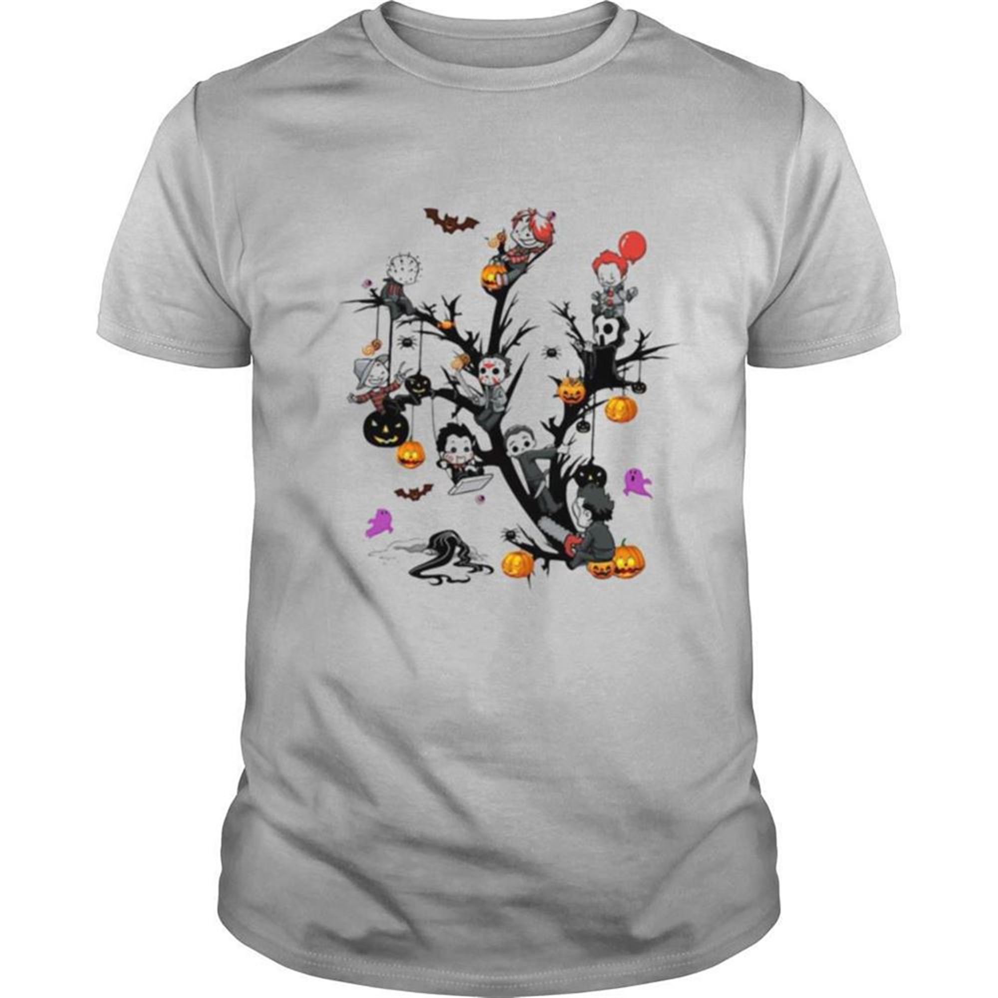 Horror Movie Characters And Pumpkin Tree Halloween Shirt