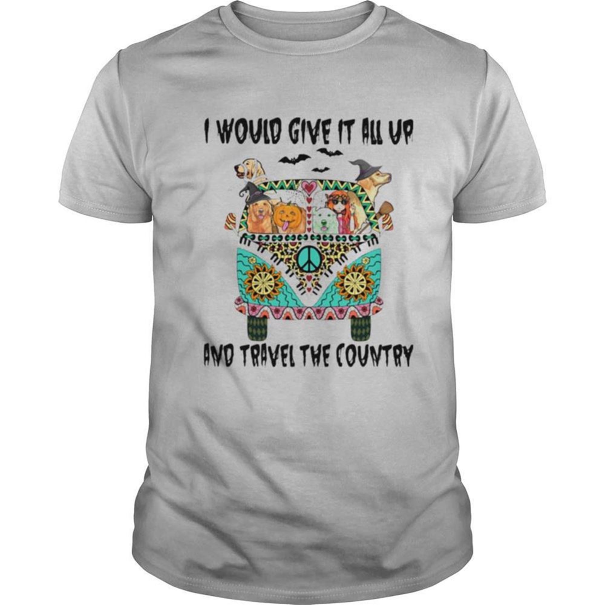 I Would Give It All Up And Travel The Country Hippie Girl Dogs Pumpkin Halloween Shirt
