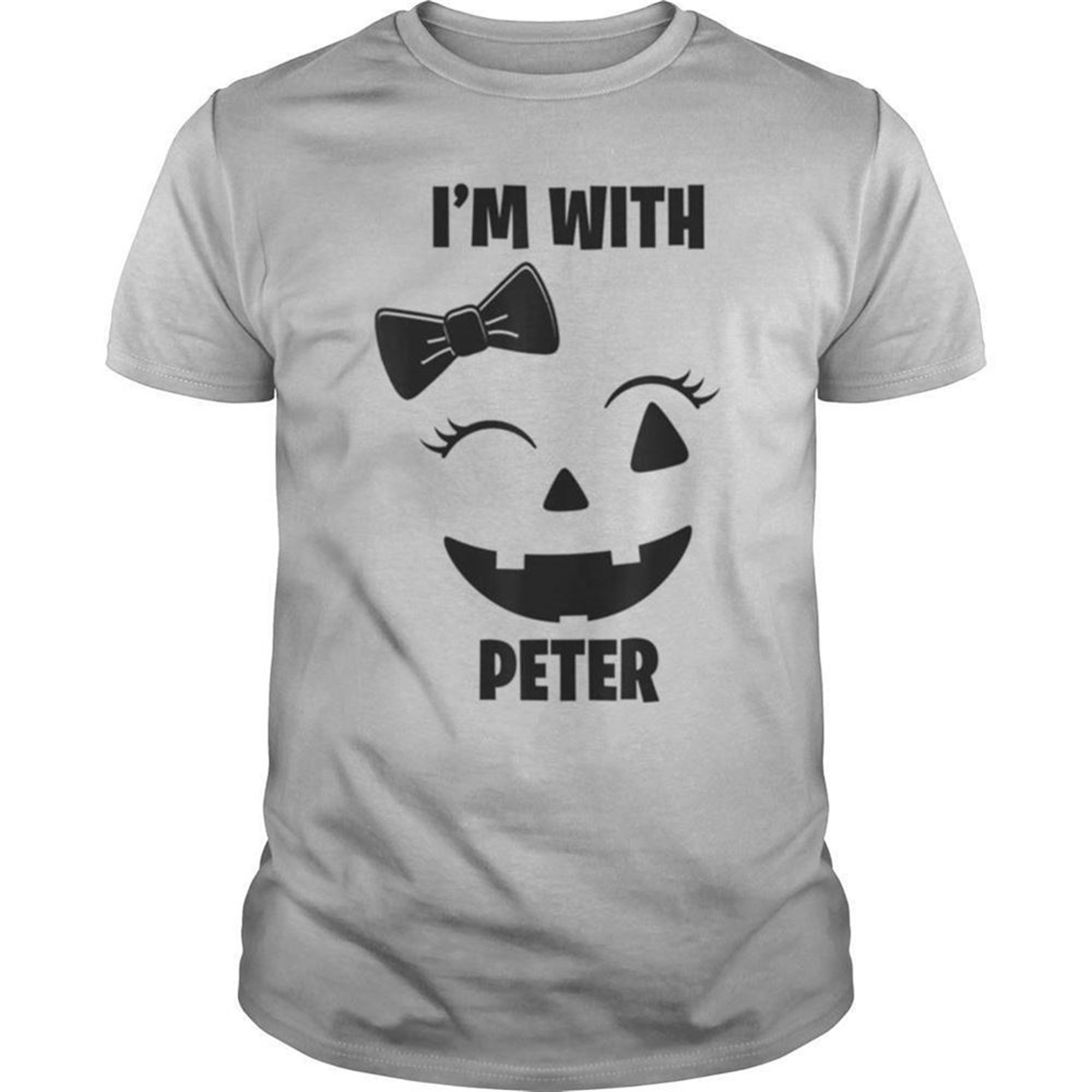 Im With Peter Funny Couples Halloween Winking Girl Pumpkin Shirt